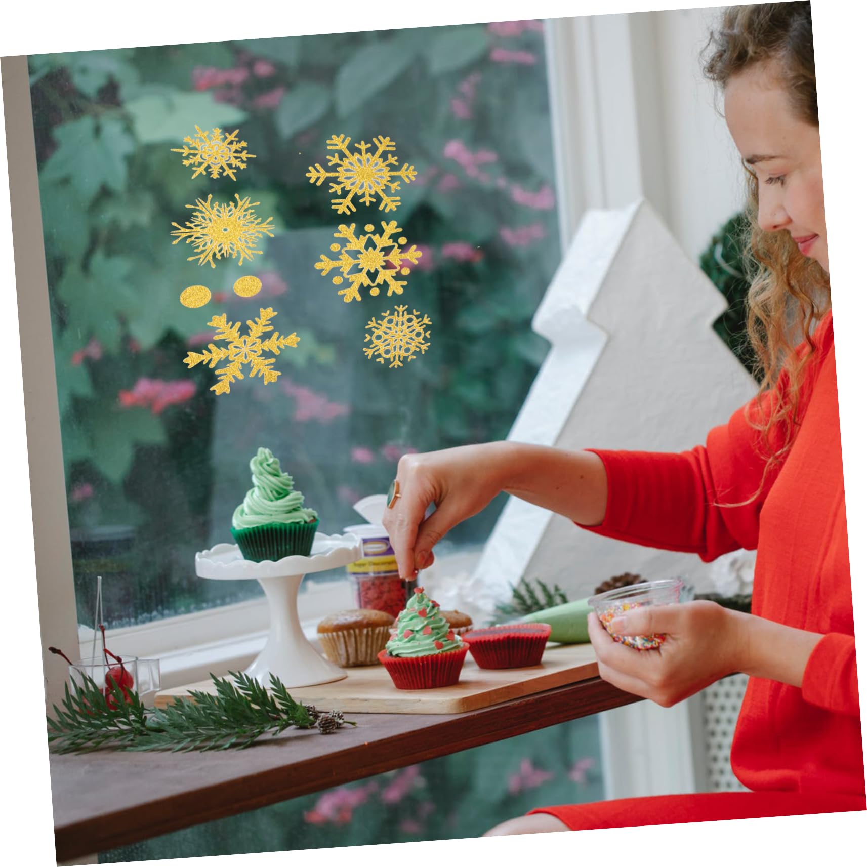 IMIKEYA 54 Pièces autocollant de verre decoration vitrine noel décoration fenêtre noel autocollants de fenêtre de flocon de neige d'hiver Noël décalcomanies de flocon de neige