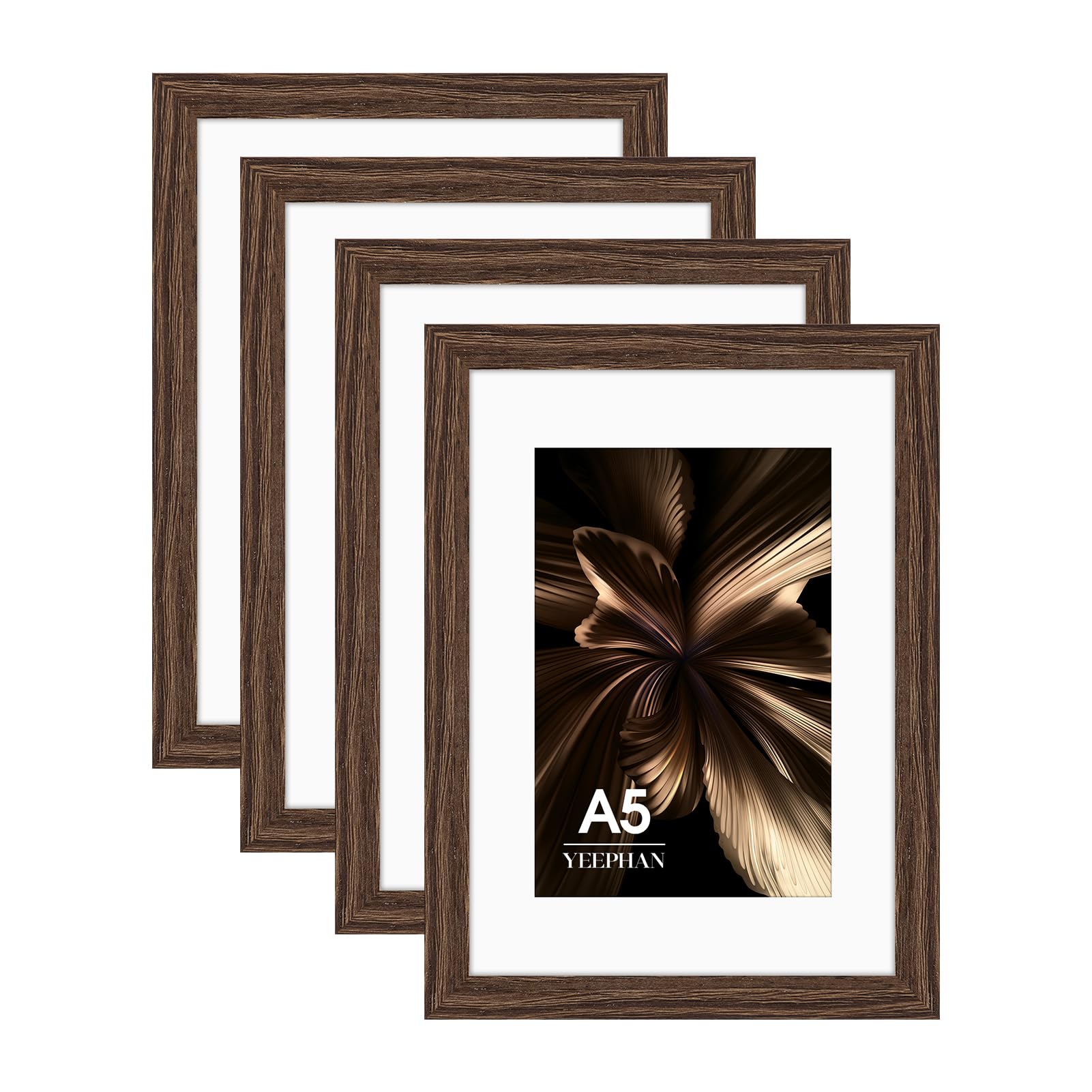 A5 Picture Frame - A5 Frames with Mount for 10x15 Prints, Brown