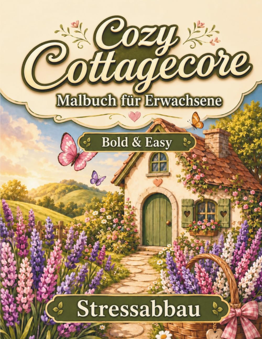 Cozy Cottagecore Malbuch für Erwachsene: Bold & Easy – Entspannung, Anti-Stress, Stressabbau, Relax, Ruhe, Achtsamkeit, Natur & Landhausstil Motive - ... Geschenkidee (Seelenruhe Anti-Stress Malbuch)