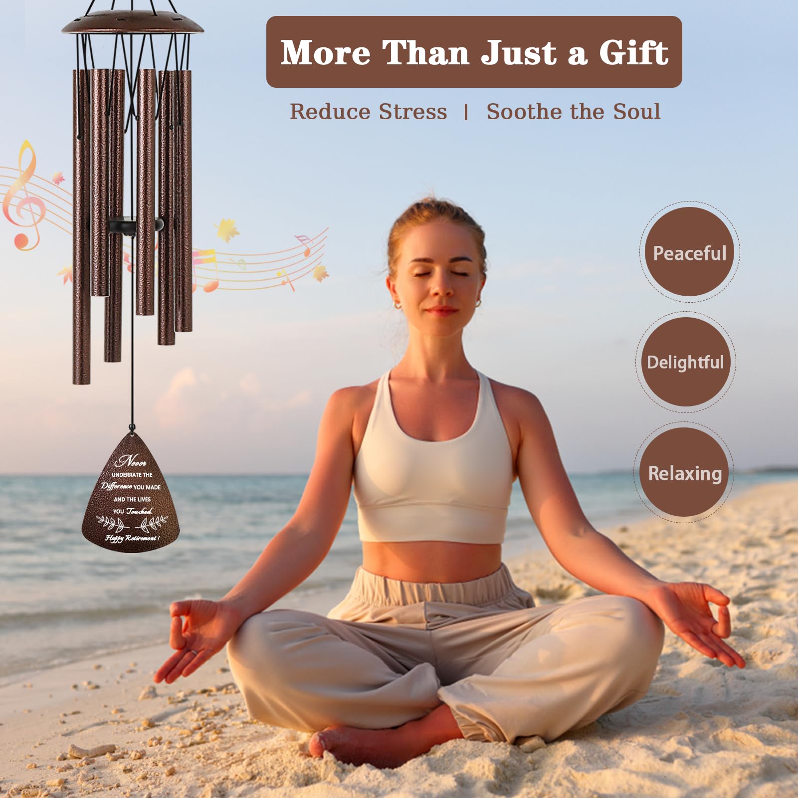 Soopau Retirement Gift for Woman Men, 32" Wind Chimes Retirement Gifts, Happy Retirement Gifts for Coworker Colleague Boss Teachers Nurses Friends, Going Away Gifts Retirement Decorations