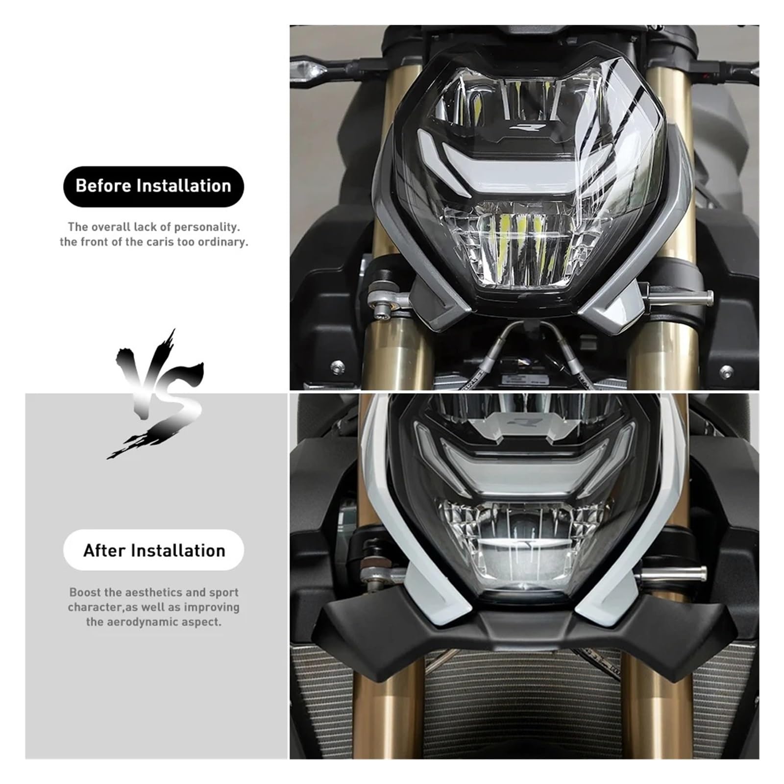 Alerones para Moto para BMW F900R F 900 R F 900R F900 R 2021 2022 Alerón Lantero Motocicleta Flector Carga Aerodinámica Snudo(Negro)