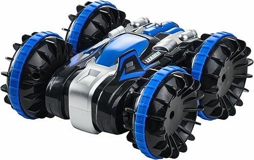 Miniatura 10 de VEVOR Anfibio 4WD impermeable 2.4GHz RC Car Boat para niños, auto de acrobacias giratorio de 360 grados con 2 baterías, juguete de agua todo terreno
