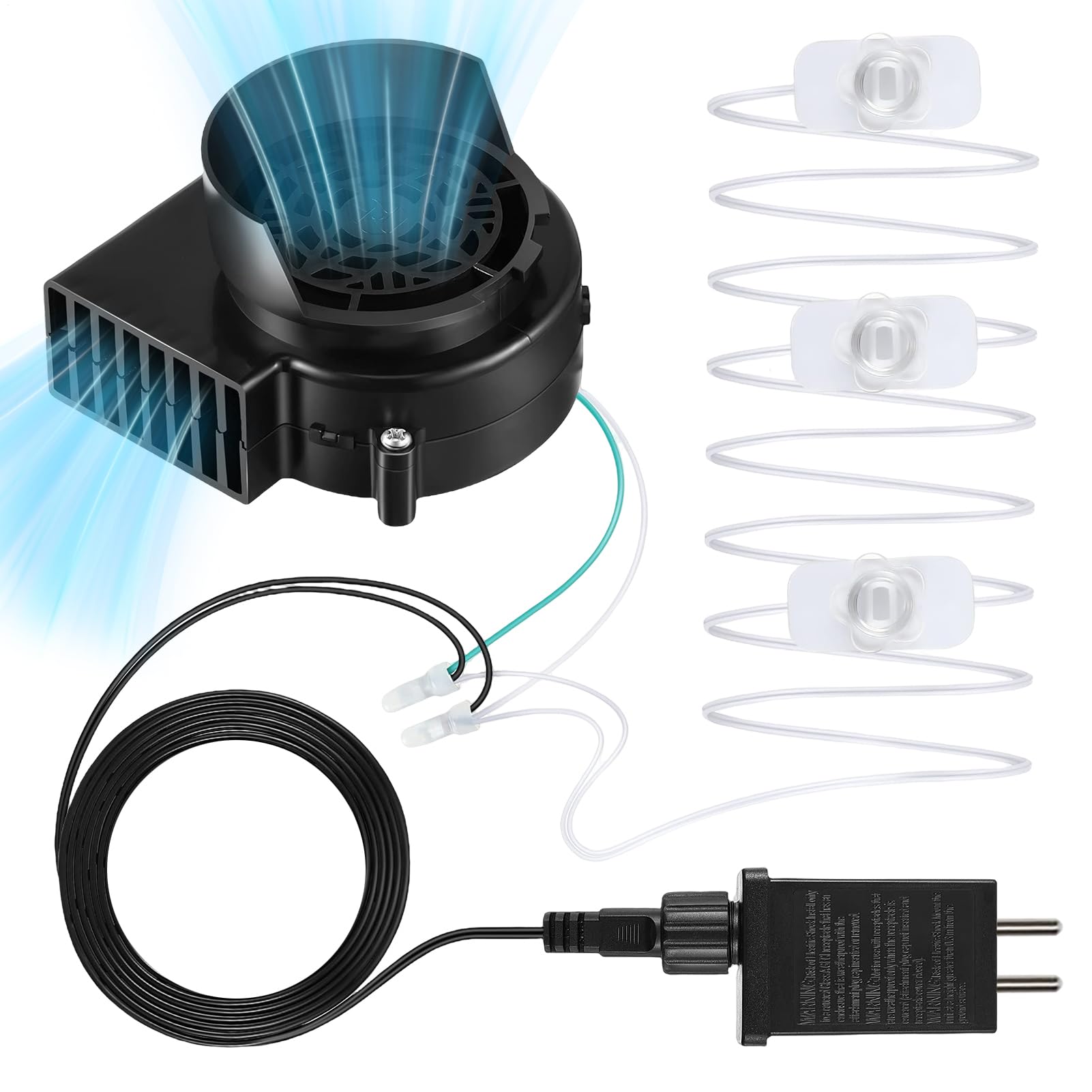 Souffleur de rechange pour figurines gonflables - 12 V - Pour figurines de Noël et décoration aérienne - Avec guirlande lumineuse LED