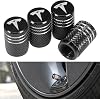 4PCS Tire Caps, Aluminum Alloy Valve Stem Cap Decorative Accessory Compatible for Tesla Model Y X S 3 (Black)