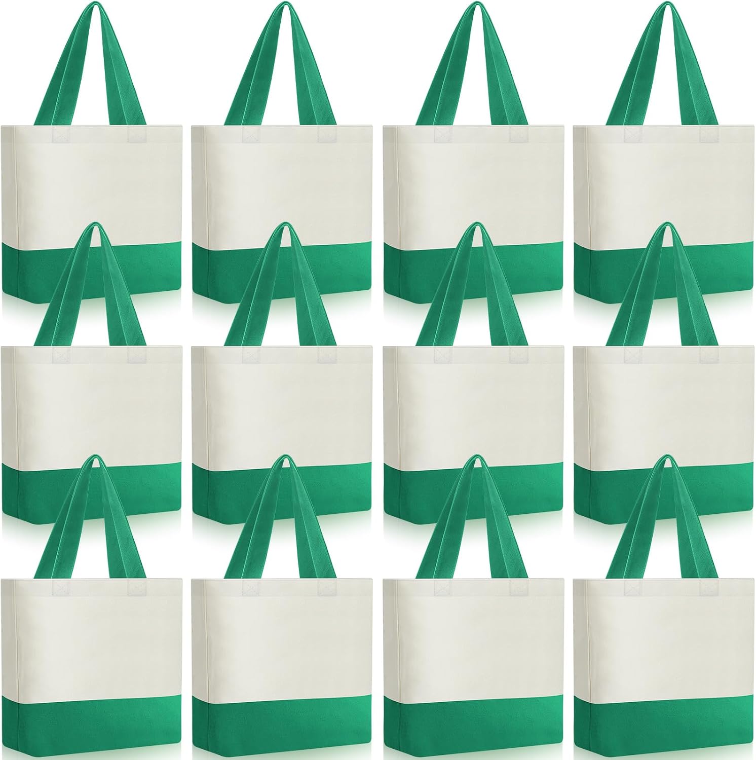 Sanwuta 12 Pcs Mini Canvas Tote Bag Small Sublimation Blank Reusable Grocery Cloth Tote for Women Craft DIY Gift Shopping (Green,Beige)