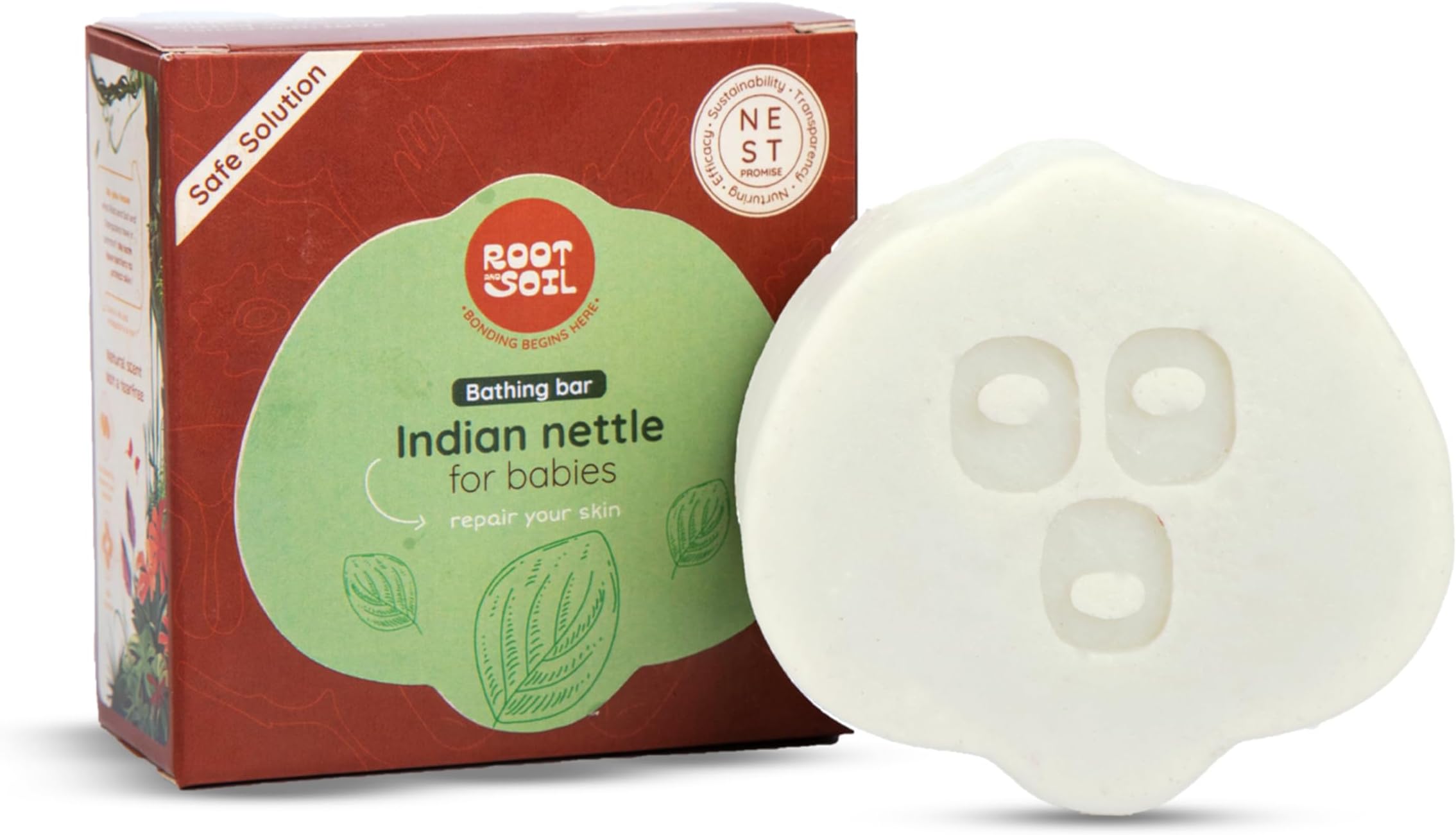 ROOT and SOIL - Indian Nettle Absolute Bathing Bar for Babies (Kuppaimeni) - 100 G | Newborn & infant Friendly | 100% Natural & Herbal | Sulphate-free | Cruelty-Free | No Preservatives.