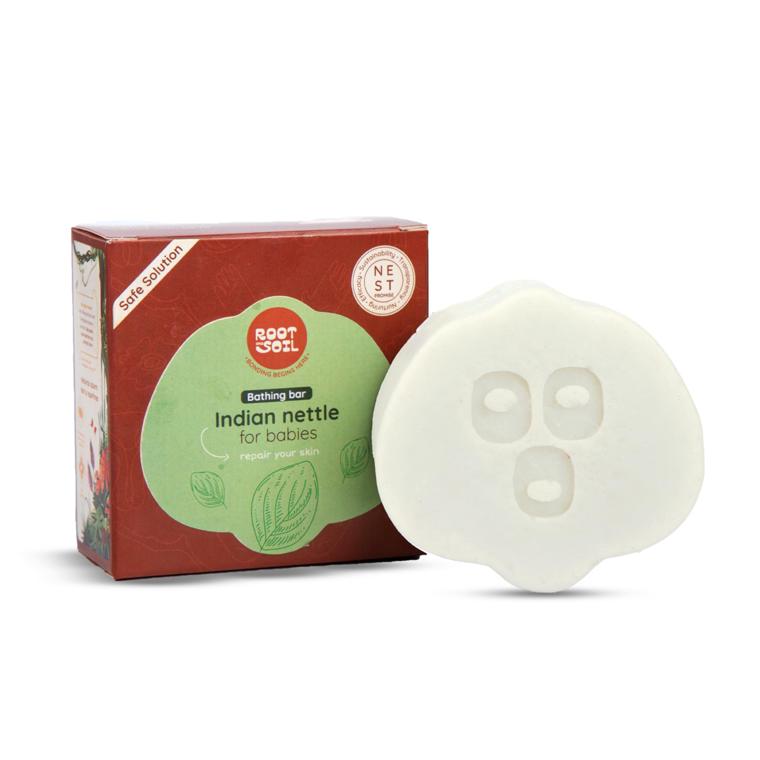 ROOT and SOIL - Indian Nettle Absolute Bathing Bar for Babies (Kuppaimeni) - 100 G | Newborn & infant Friendly | 100% Natural & Herbal | Sulphate-free | Cruelty-Free | No Preservatives.