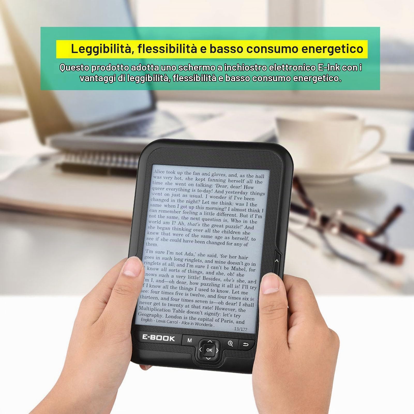 Lettore E Book 16 GB, 29 Lingue Schermo da 6 Pollici Lettore E Book Risoluzione 1024 X 768 per BK-6006 per Uso Domestico(Nero, 8G)