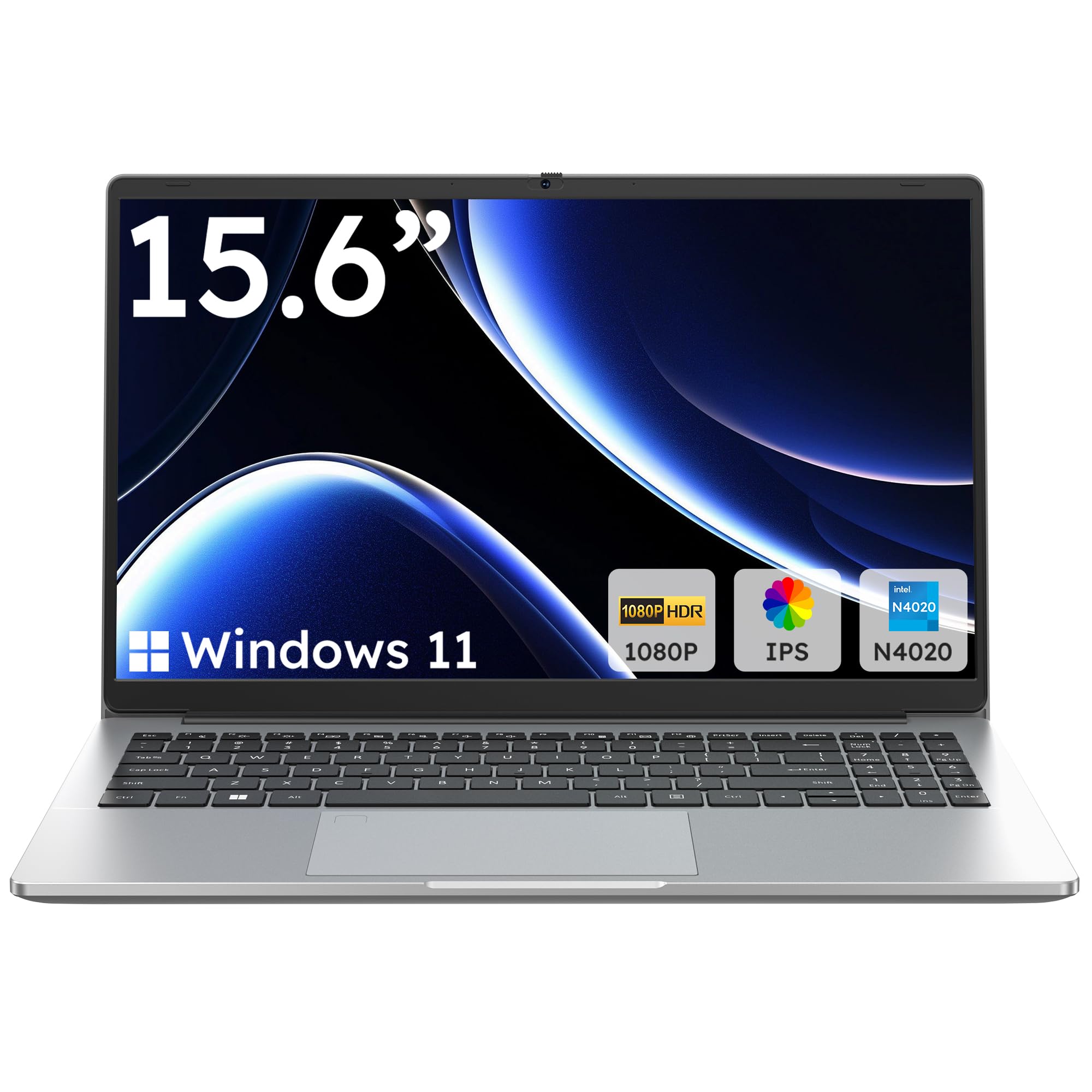 15.6 Inch Win 11 Laptop Computer, N4020, 4GB DDR4 RAM, 128GB Storage