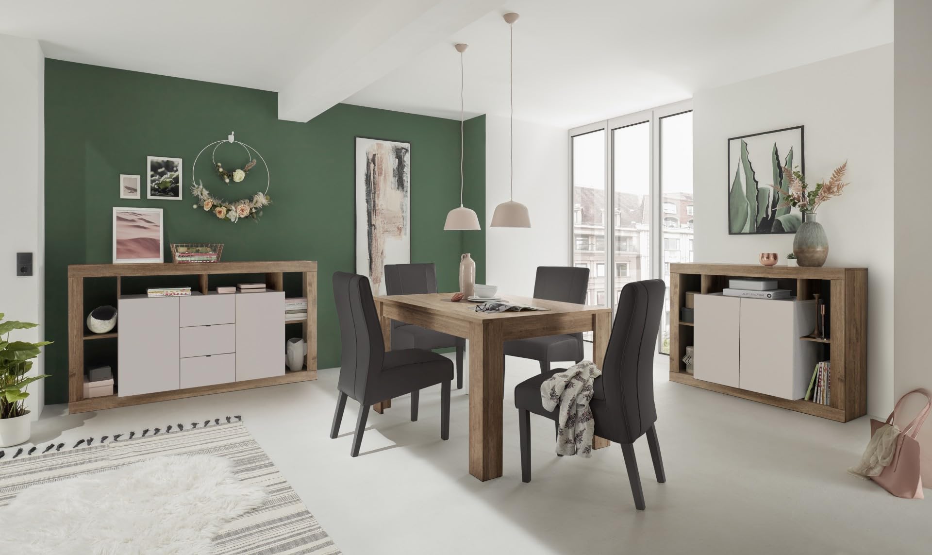 Web Convenienza Madia con 2 Ante e 3 Cassetti - Made in Italy - Credenza Contenitore Collezione Rimini per Soggiorno, Cucina, Ingresso e Sala da Pranzo Mobile Design moderno - Mercure/Cashmere