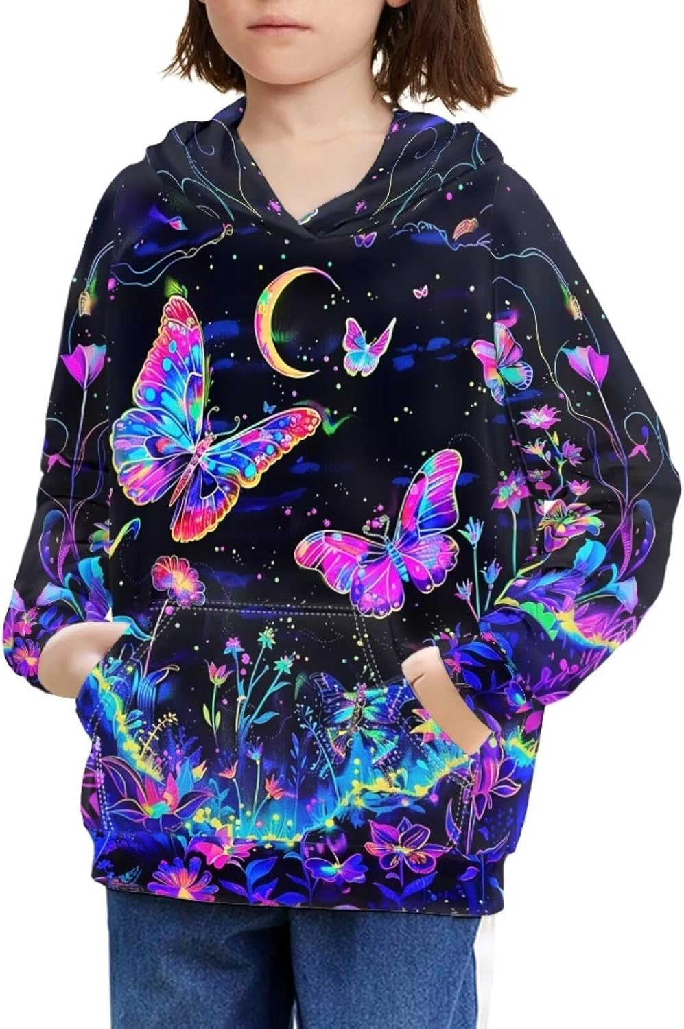 Upetstory Hoodies for Girls Boys Kids Long Sleeve Hooded Sweatshirt with Pockets Casual Pullover Tops S-XL