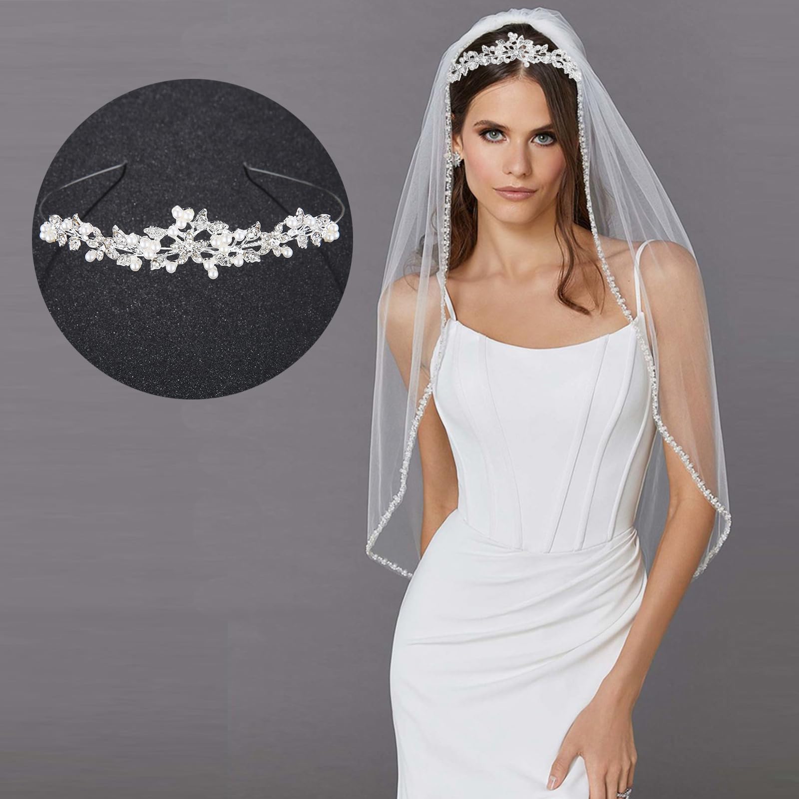 Tiara kristallen kroon voor bridal, prinsessendiadeem, bruiloft, tiara, kroon, voor bruiloft, eindexamenfeesten, verjaardagen (1599-Groen Kroon