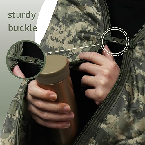 Vista 9 de GRVCN Woobie Blanket Military - Saco de dormir para acampar con cremallera, forro de poncho, manta aislante térmica, ligera, portátil