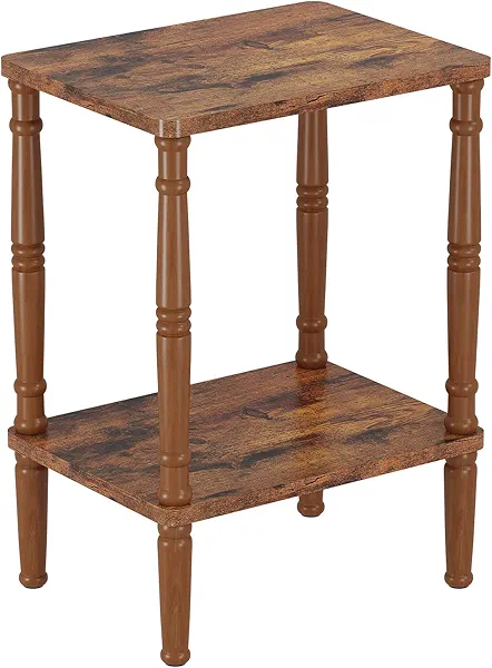 LUCKNOCK Small Side Table for Small Spaces, Vintage End Table, Narrow Couch Side Table with Storage, Skinny Nightstand Bedside Table for Bedroom, Living Room, Farmhouse, No-Tool Assembly, Rustic Brown