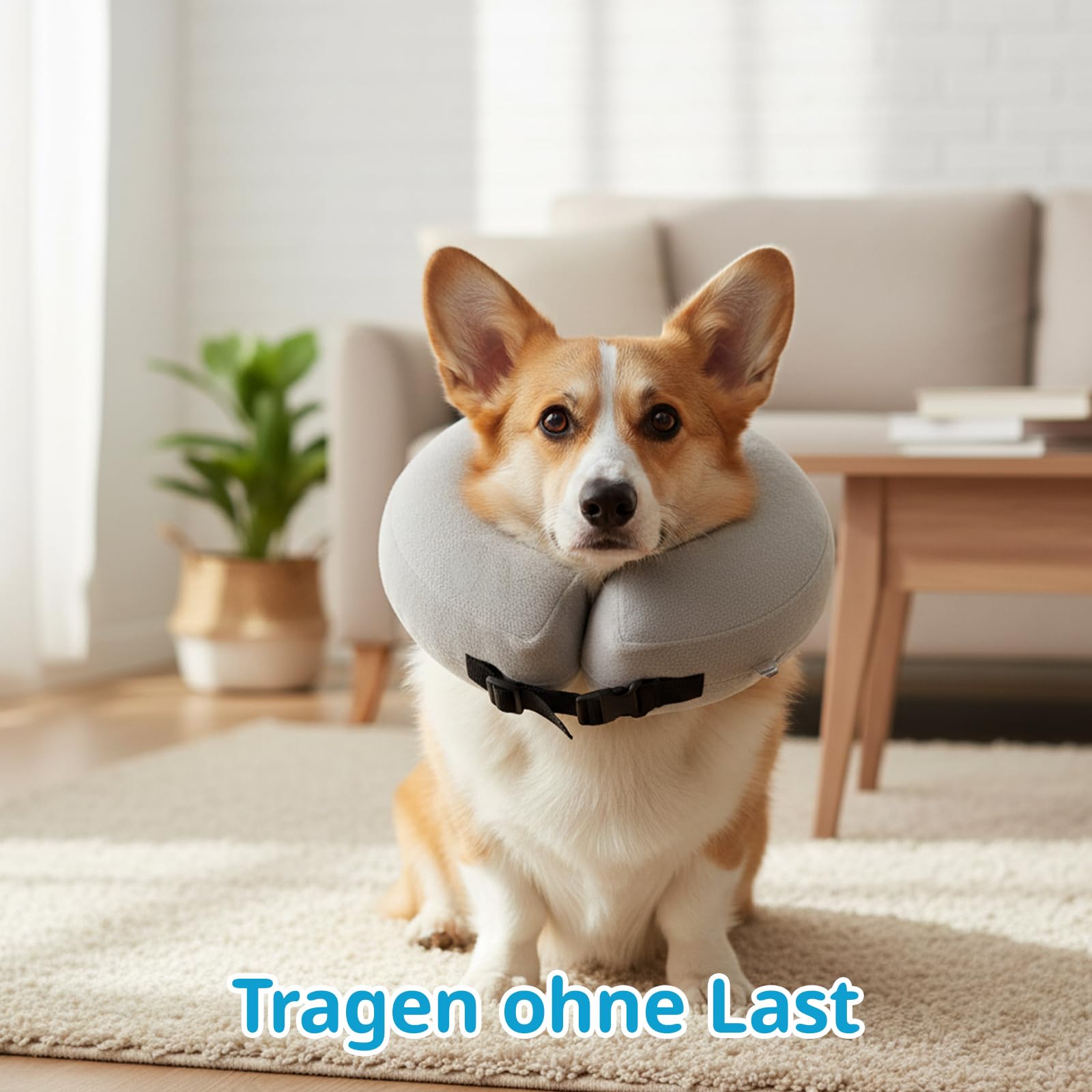 Aufblasbare Halskrause für Hunde mit 1 Luftpumpe, Graue Halskrause Hund, Weicher Hundekragen Leckschutz Für Hunde Kitten, LeckSchutz Hund Für Halsumfang 25-36 cm