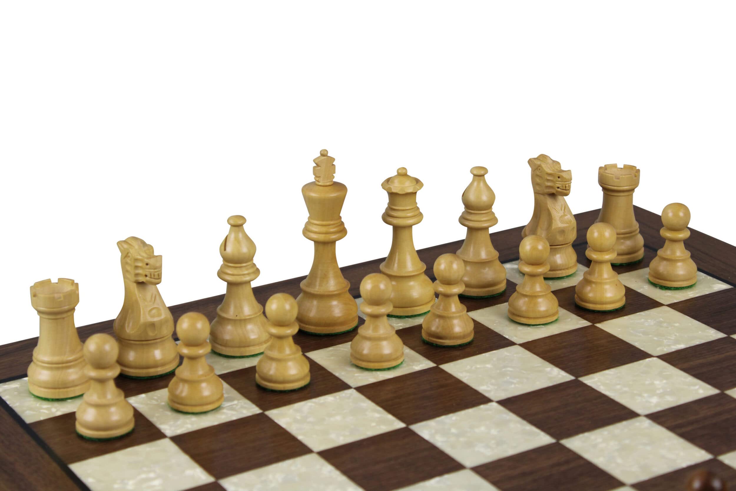 Set di scacchi in legno con scritta in lingua inglese Helena in madreperla e madreperla, 20 cm, peso Sheesham Atlantic Classic Staunton, con scatola di immagazzinaggio degli scacchi, 9,5 cm