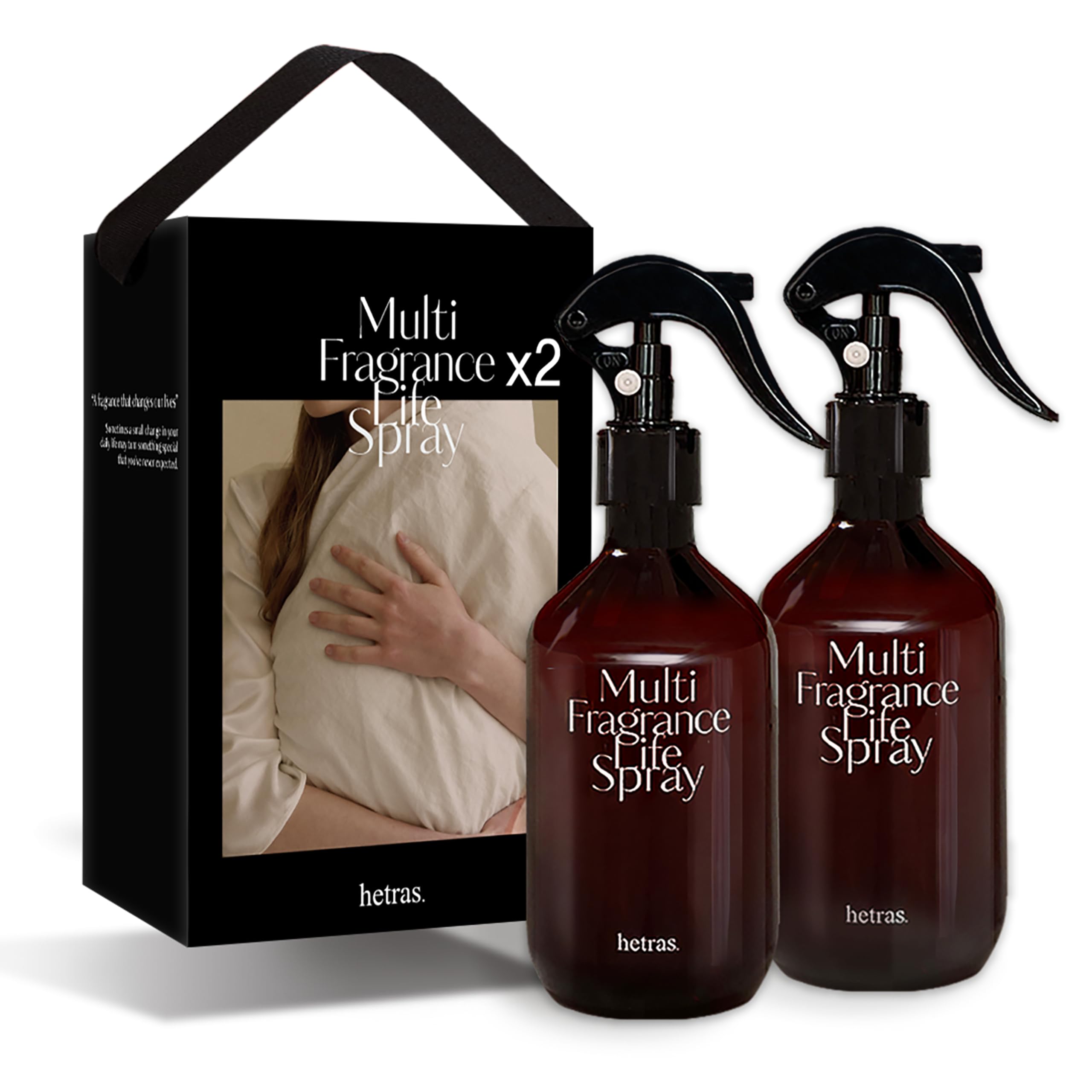 hetras Multi Fragrance Life Spray 10.14 fl oz x 2 Pack | Hotel Wood - Luxurious Forest Scent | Non-Aerosol Odor Freshener Room Mist for Room, Closet, Fabric | Infused with Essential Oils