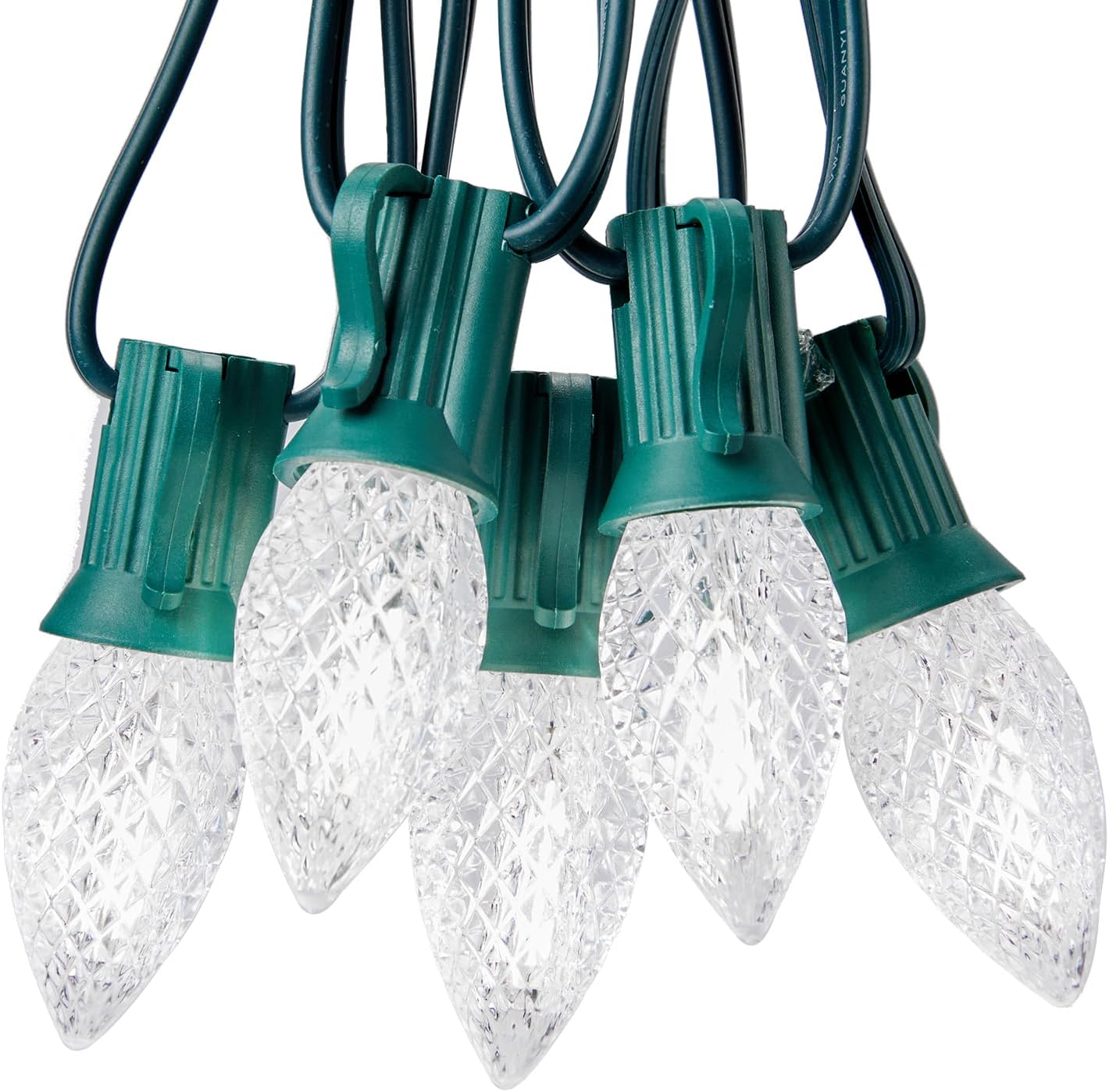 C7 LED Pure White Christmas Lights Outdoor, 100FT String With 100 Plastic Bulbs, Traditional Hanging Holiday Decorations for Tree Patio Fence Roofline Xmas Cool White 100FT