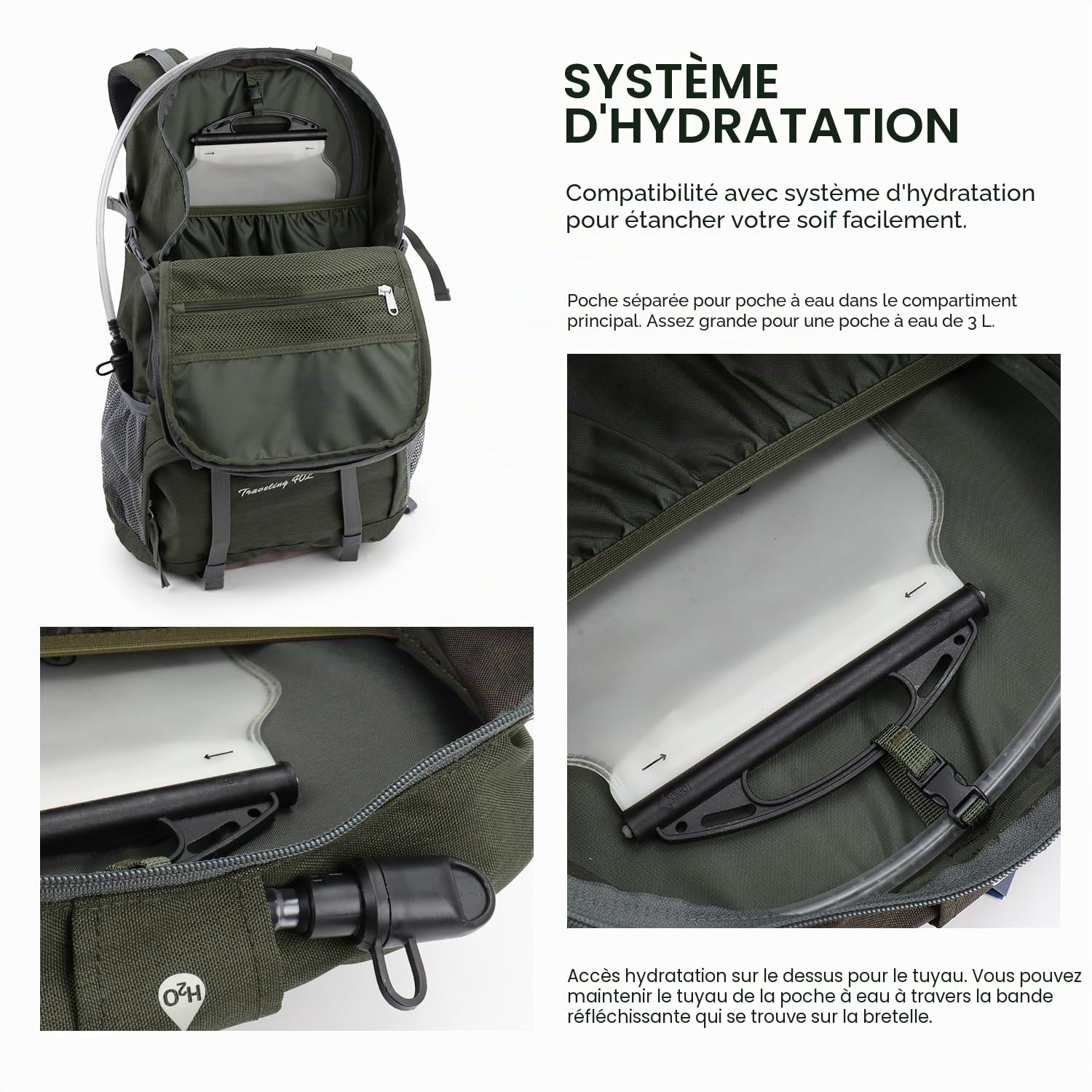 Sac à dos de randonnée MOUNTAINEER 40 l Idéal pour le trekking, les voyages, le camping et l'escalade