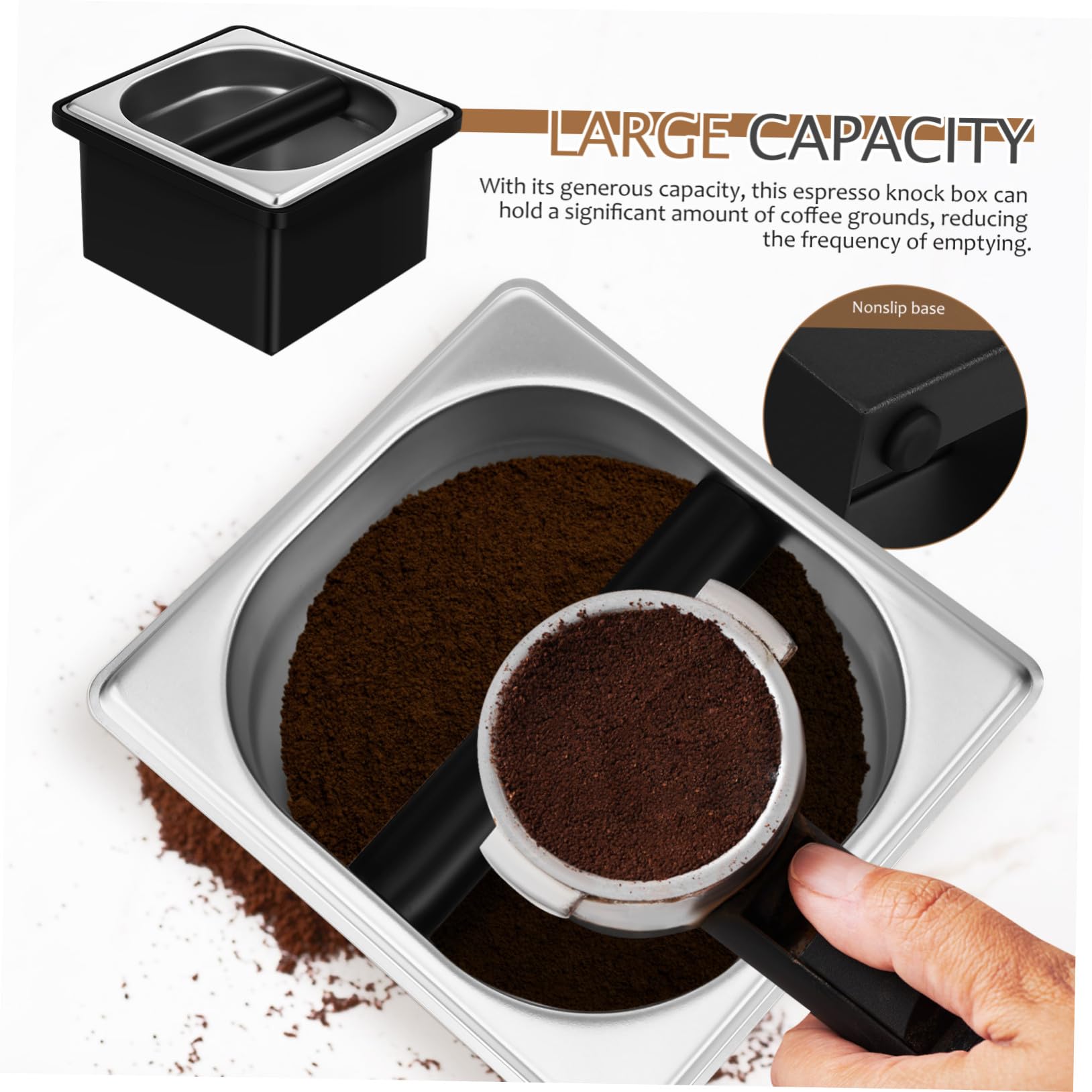 Toyvian Kaffeesatzbehälter Edelstahl Rutschfest Großer Abklopfbox Für Kaffeezubehör Mit Abnehmbarem Behälter Zur Kaffeesatzentsorgung