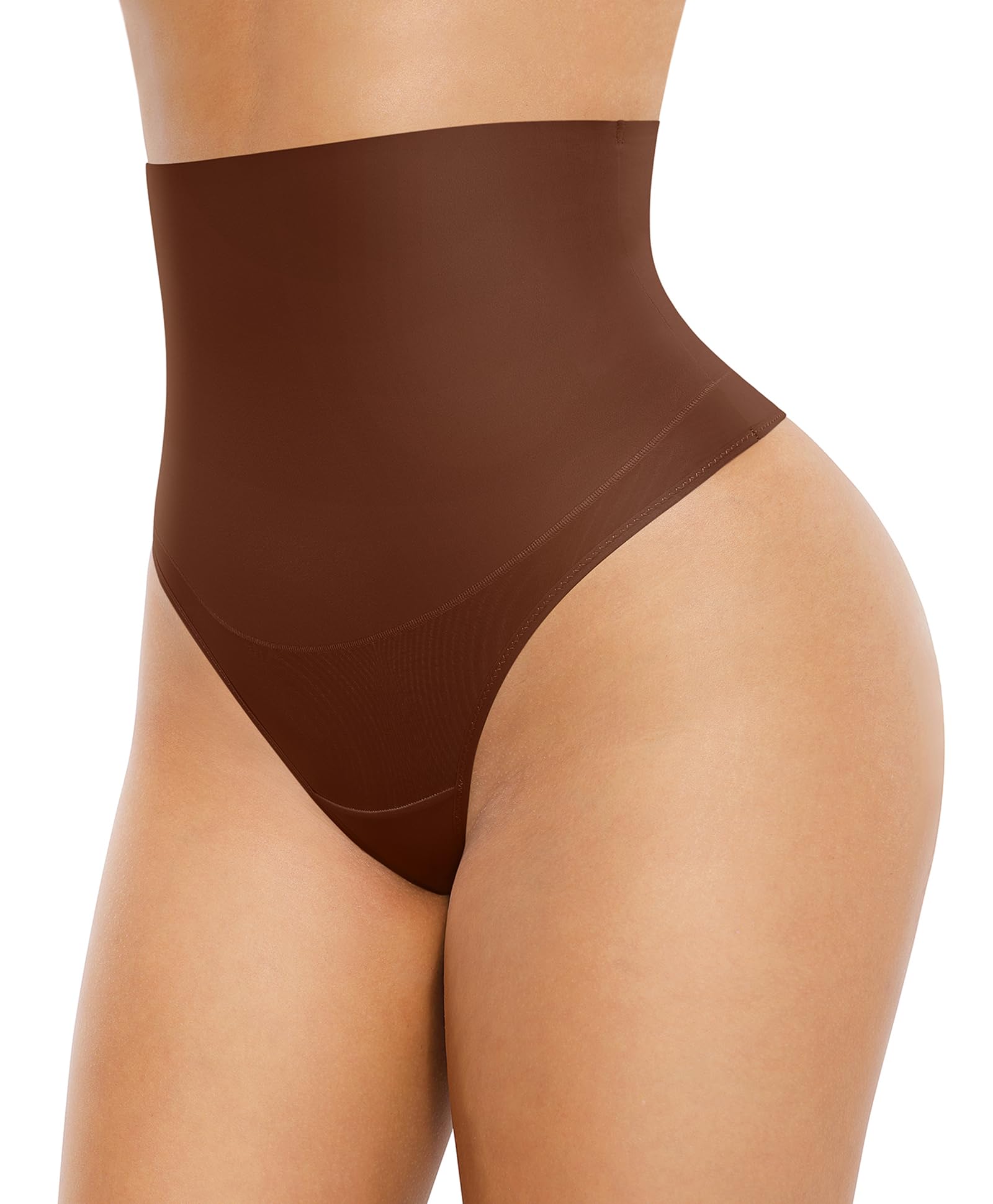FeelinGirl Shapewear for Women Body Shaper Tummy Control Panties Thong Seamless Underwear High Compression Brown L