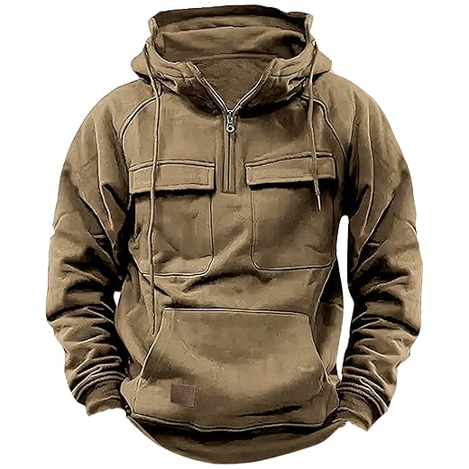 PARREN Tactical Sweatshirt for Men Casual Western Cargo Hoodie Sweatshirts Quarter Zip Workout Sports Outdoor Winter Jackets