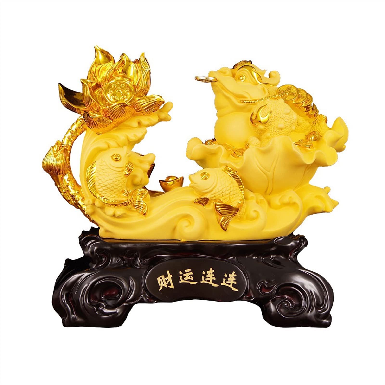 Buddha Statue Home Decor Sammeln Sie Geld Dreibeinige Kröte Ornament Lotus Karpfen Zen Dekoration Goldener Frosch Feng Shui Statue Feng Shui Deko (Size : Small)