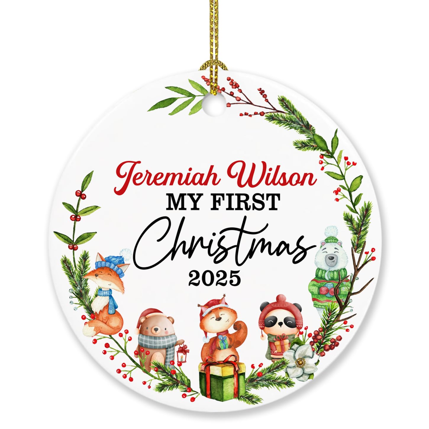 Baby's First Christmas Ornament, Personalized Baby 1st Xmas Ornament, Custom Name & Birthday Newborn New Baby Ornament Gift for New Parent New Dad New Mom, Baby First Christmas 2025 Ornament Gifts