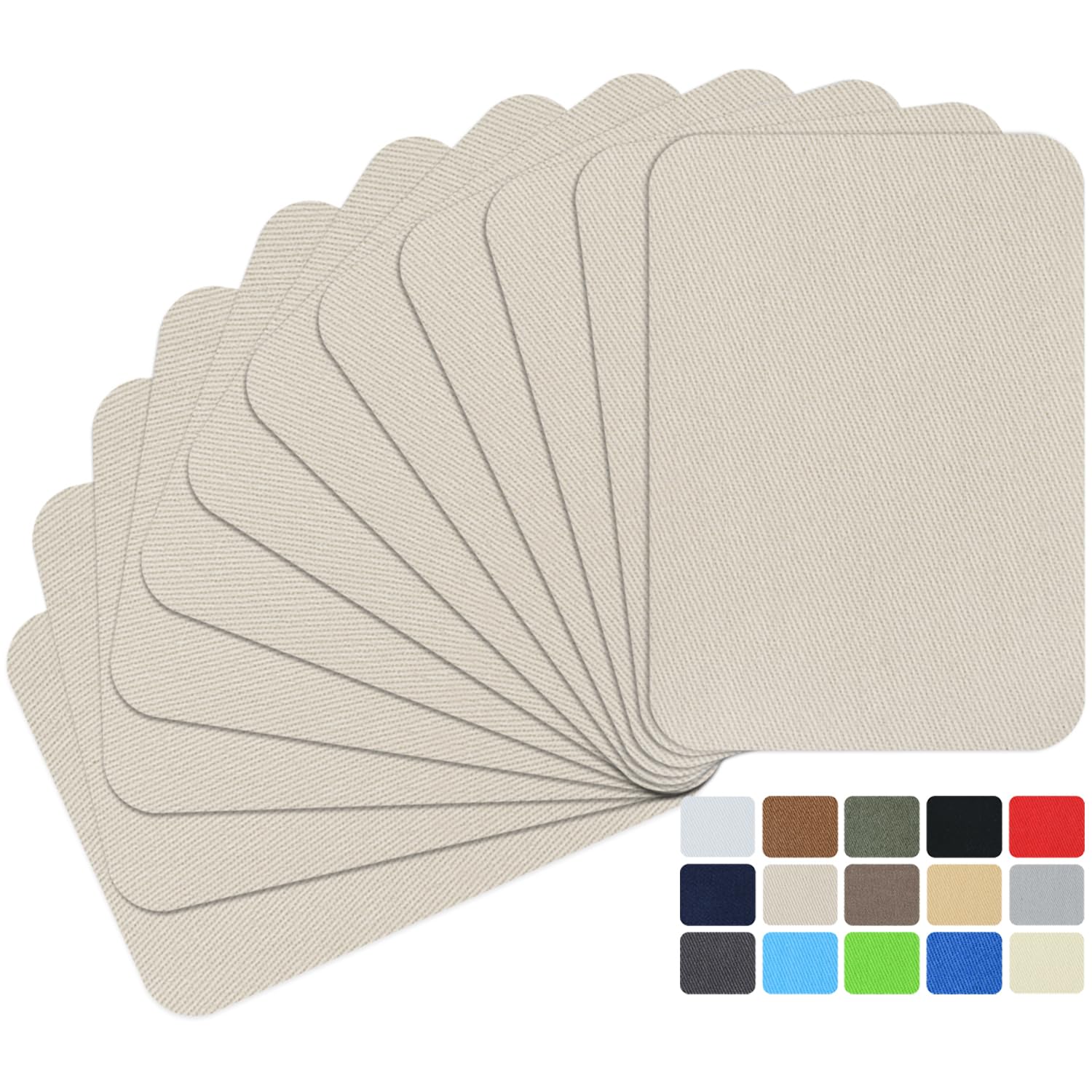 12Pcs Fabric Repair Patches, Iron-on Patches Inside & Outside for Clothing, Premium Quality Patches with Strongest Glue, Size 3" by 4-1/4" (7.5 cm x 10.5 cm) Beige