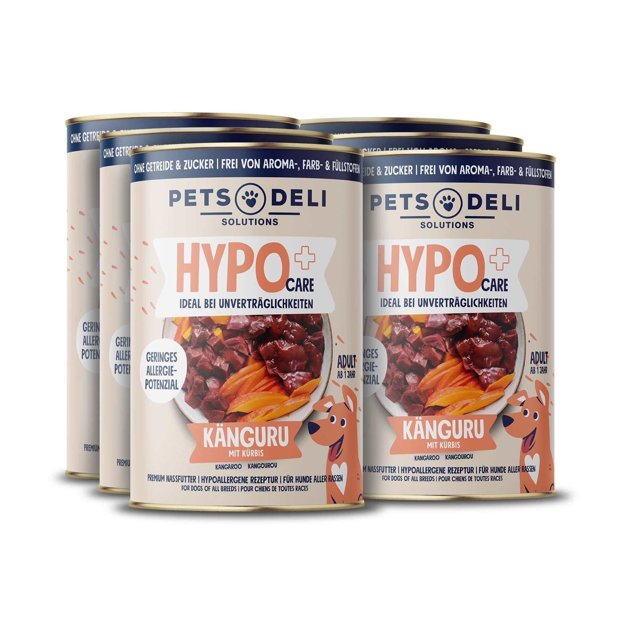 Pets Deli Sensitiv Nassfutter für Hunde mit Känguru, 6x800g