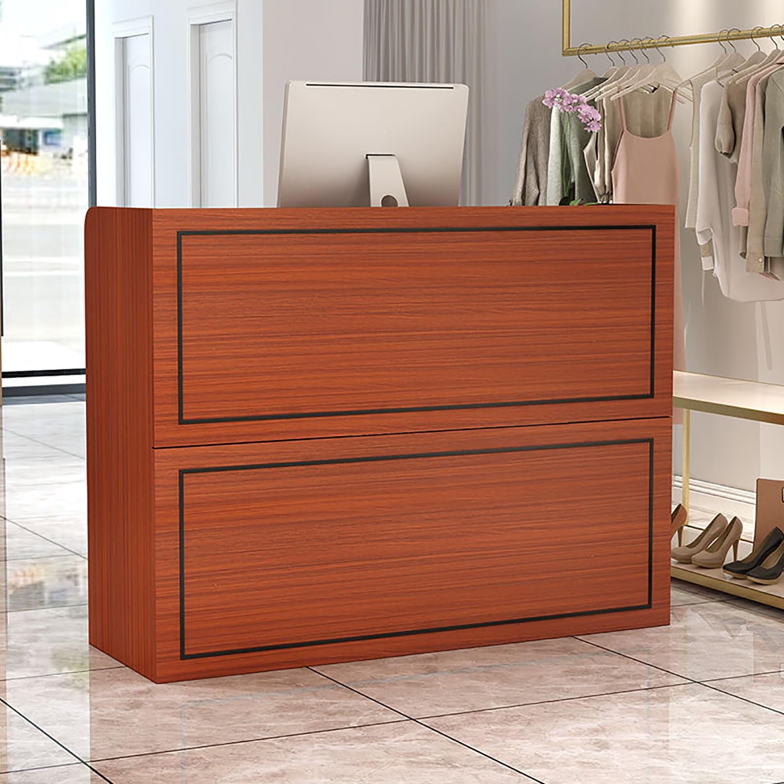 Empfangstheke, Laden-Theke, Verkaufstheke Mit Abschließbare Schubladen, Verkaufstisch, Kassenschalter, Büromöbel, Rezeptionstheken, Empfangstresen, Für Klinik，Salon, Lobby(Color:B,Size:100x40x92cm)