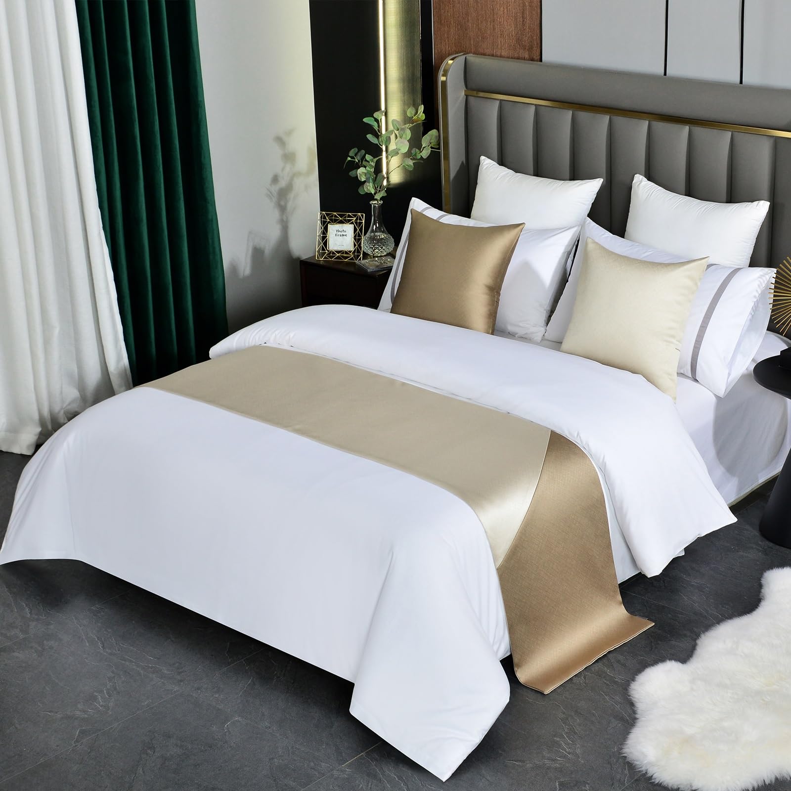 Bettläufer for Doppelbett Und Kingsize-Bett, Moderner Minimalistischer Bettläufer Und Schals Im Spleißen, Bettschal for Das Fußende des Bettes Bettschal-Schutz for Das Zuhause Von Hotels