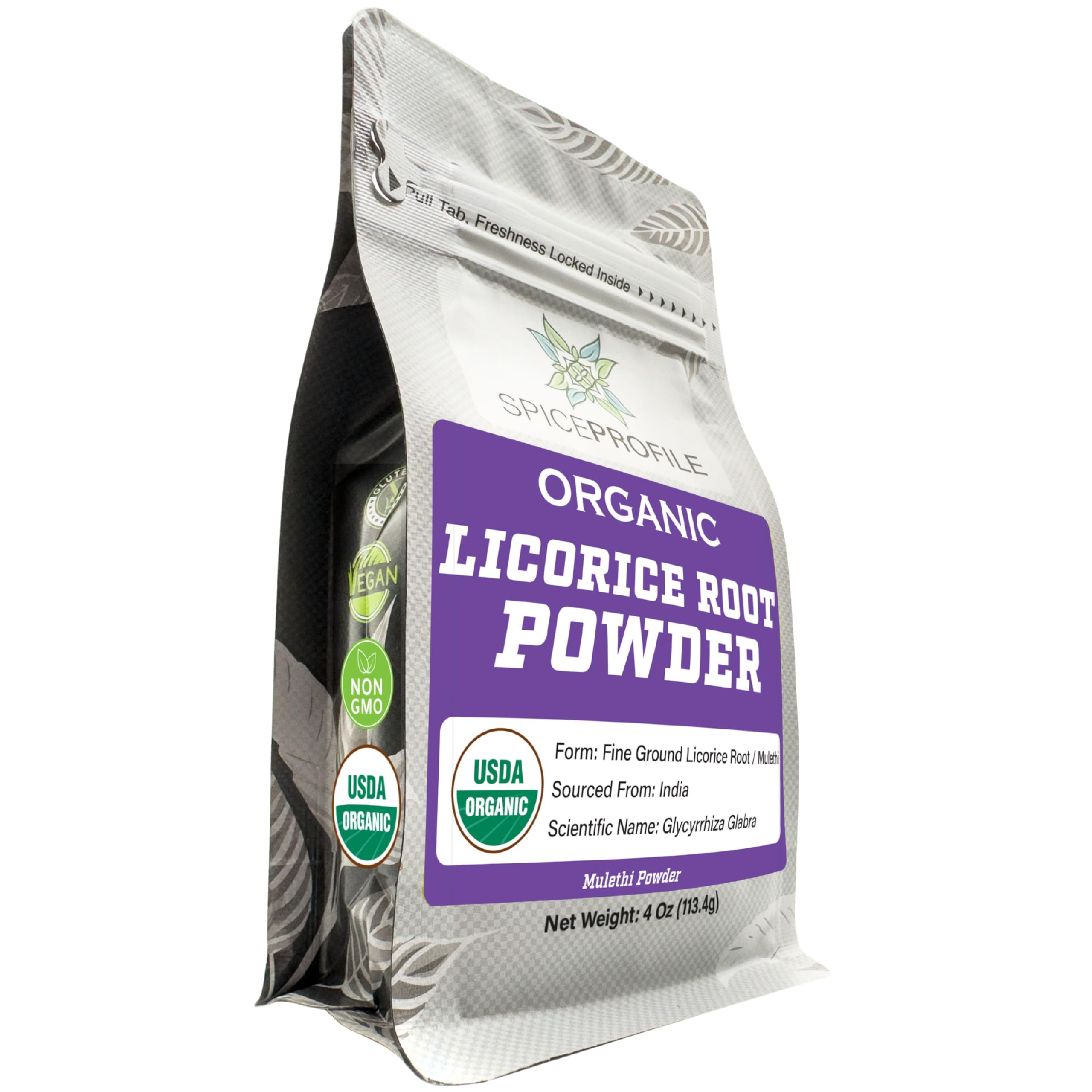 Spice Profile USDA Organic Licorice Root Powder, Lab Tested for Heavy Metals, Resealable 4oz Pouch, Mulethi, Regaliz en Polvo
