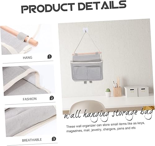 Miniatura 5 de Cabilock Bolsa de almacenamiento montada en la pared, estantes para libros de bebé, estantes de almacenamiento, organizador de almacenamiento de