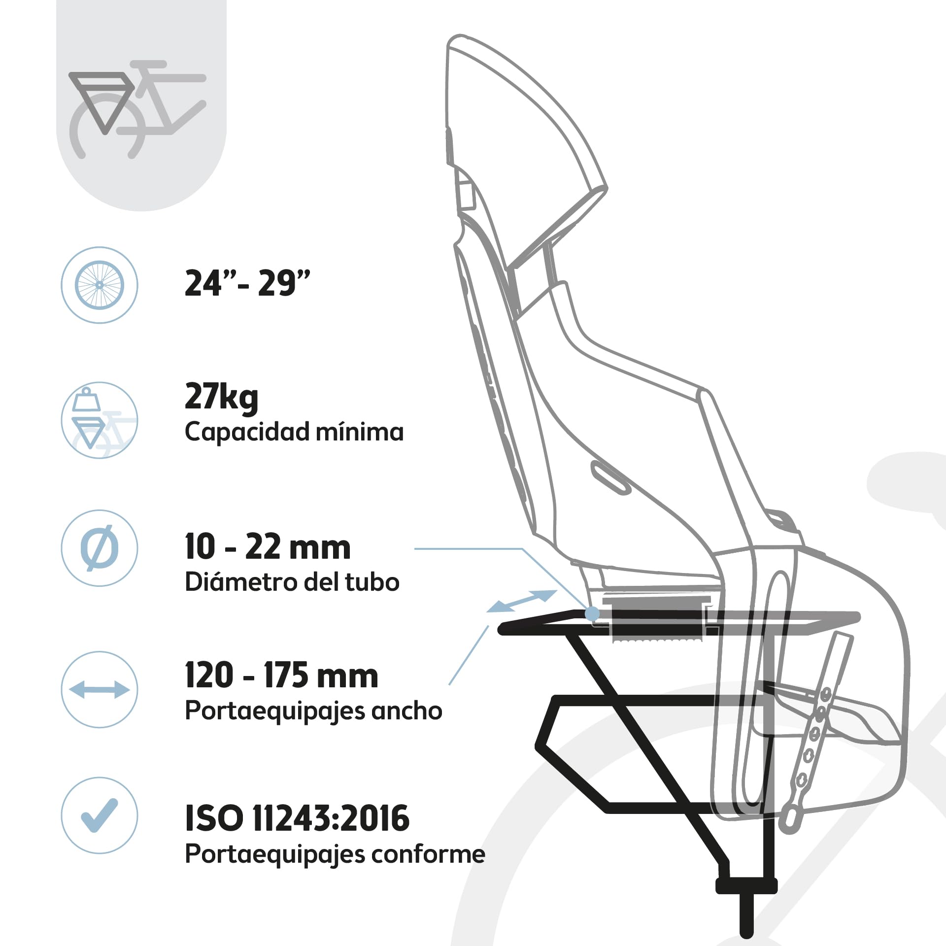 Silla Bicicleta Reclinable Trasera Bobike Exclusive Evolve Maxi con diseño Envolvente, suspensión integrada y arnés 5 Puntos para niños (hasta 22 kg y 110 cm)