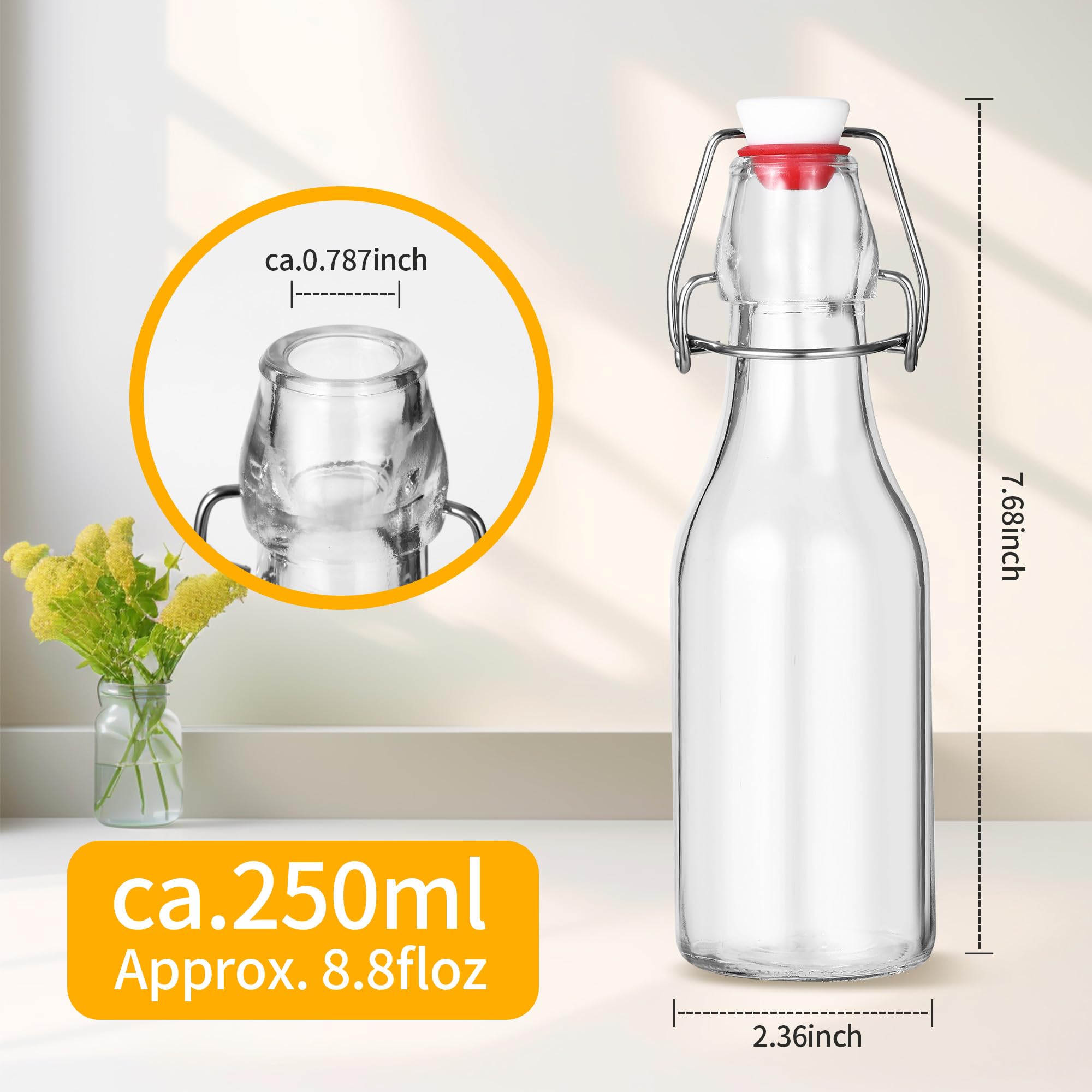 10 Bottiglie di vetro,250 ml Bottigliette di Vetro Piccole,Per la conservazione di birra, olio d'oliva, aceto, succhi di frutta, sciroppi