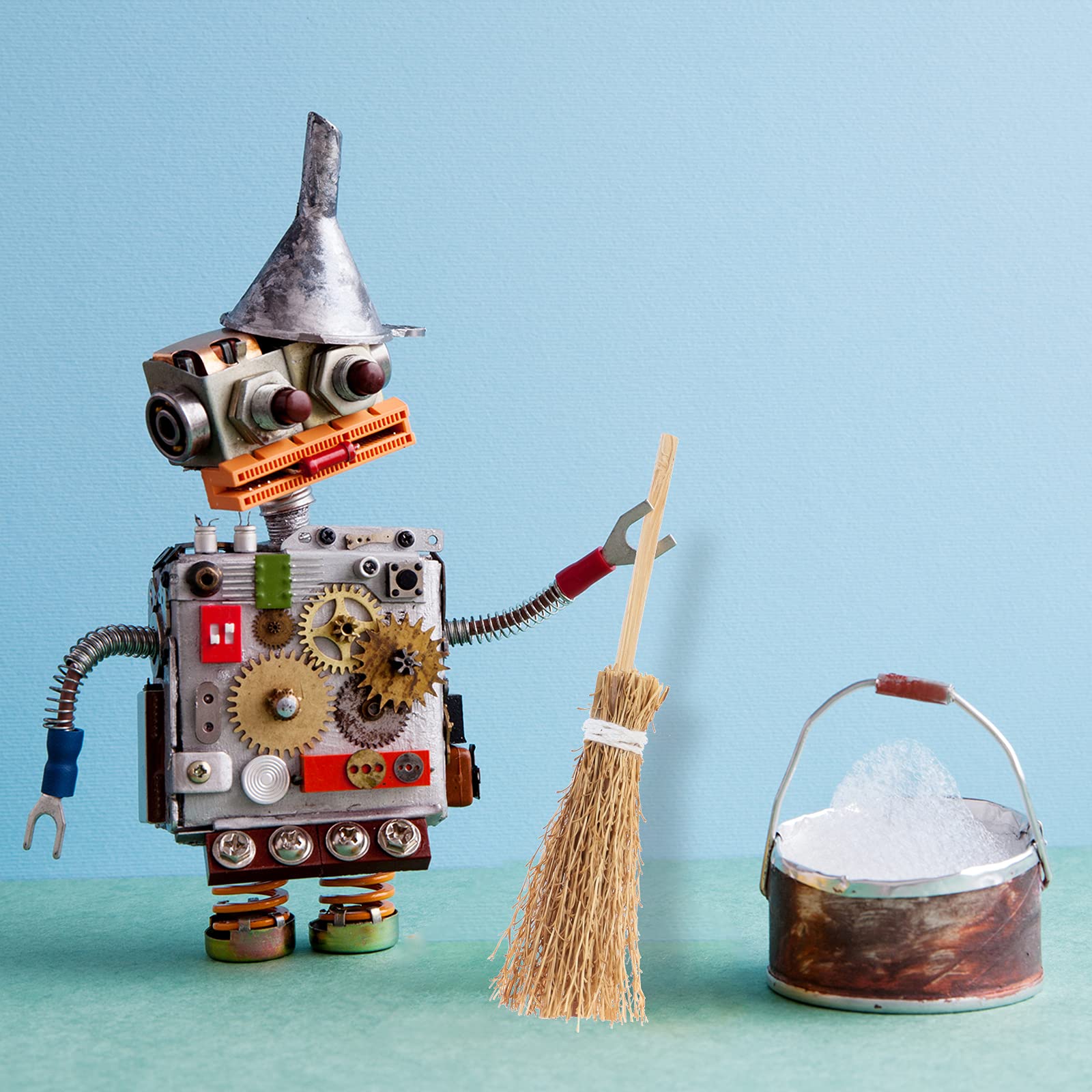 10 Mini Besen Für Puppenhaus - Retro Strohbesen Deko Für Puppenstube & Halloween