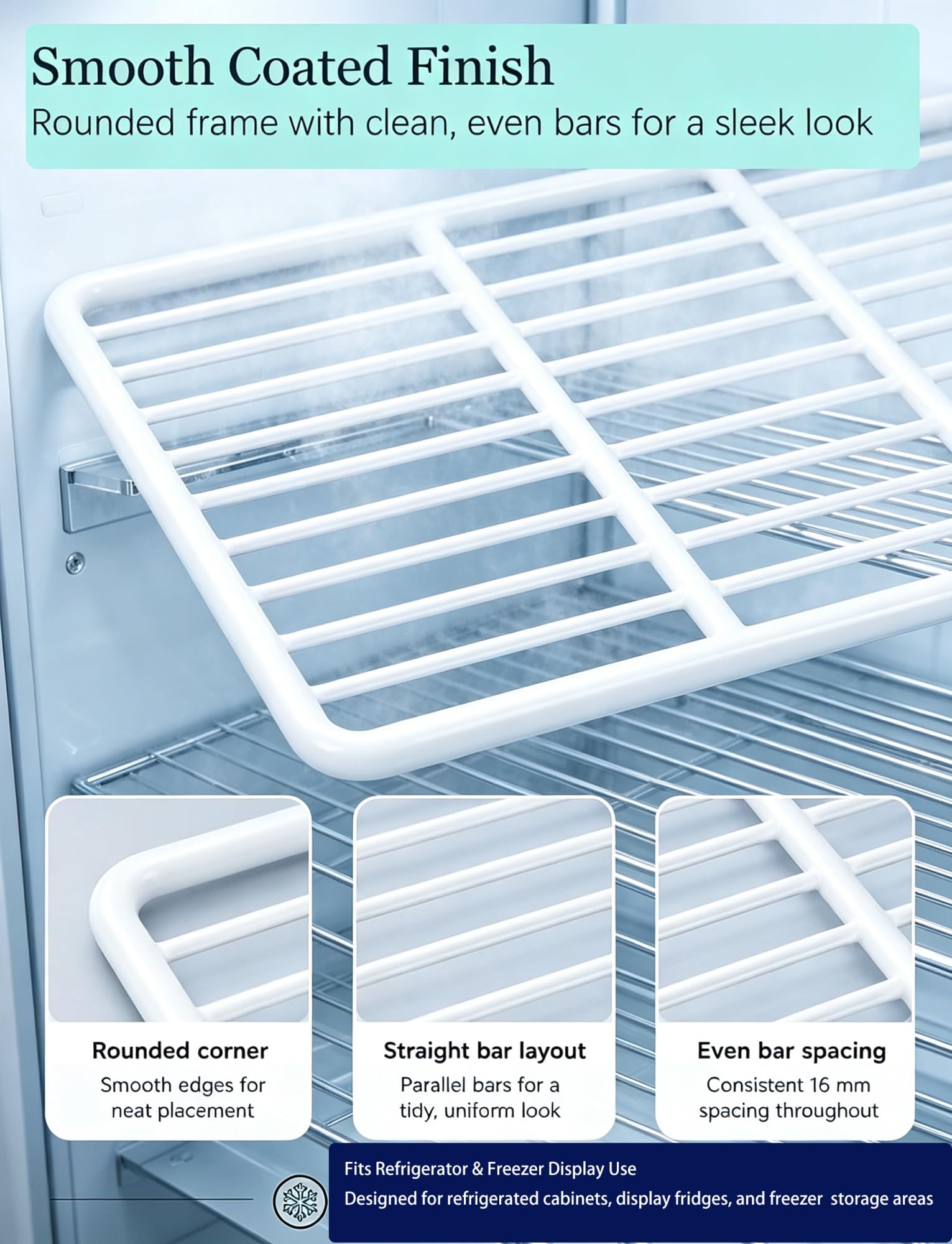 Griglia Frigorifero, Ripiano in Metallo for Frigo e Congelatore | Griglia Congelatore in Acciaio, Ripiano for Vetrina Refrigerata, Frigorifero e Banchi Frigo(60x55cm/23.6x21.7in)