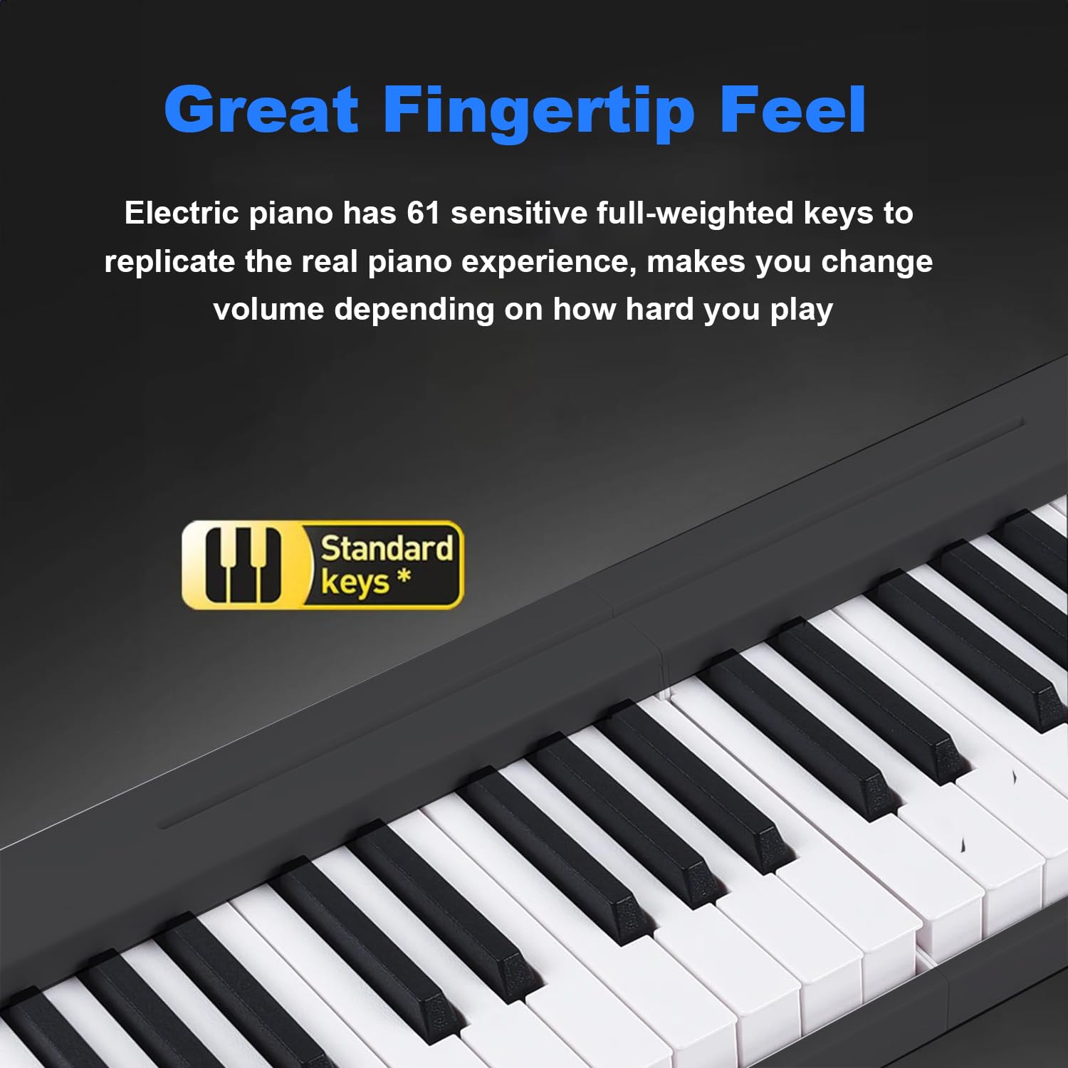 Pianola per Scuola Media，Tastiera 61 Tasti，Pieghevole Tastiera Elettronica Portatile, con Tasti a Grandezza Standard Leggio Pedale Sustain MIDI Bluetooth e Borsa