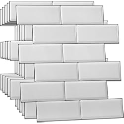 Metro De Friso De Pared Walplus 3D Adhesivos Para Azulejos Vinyle Autocollant Vinilo Calcomanía De Pared Resistente Al Calor Naturaleza Amigable Decoración Del Hogar No Tóxico Durable White Metro 12Pcs 30.5X15.4Cm