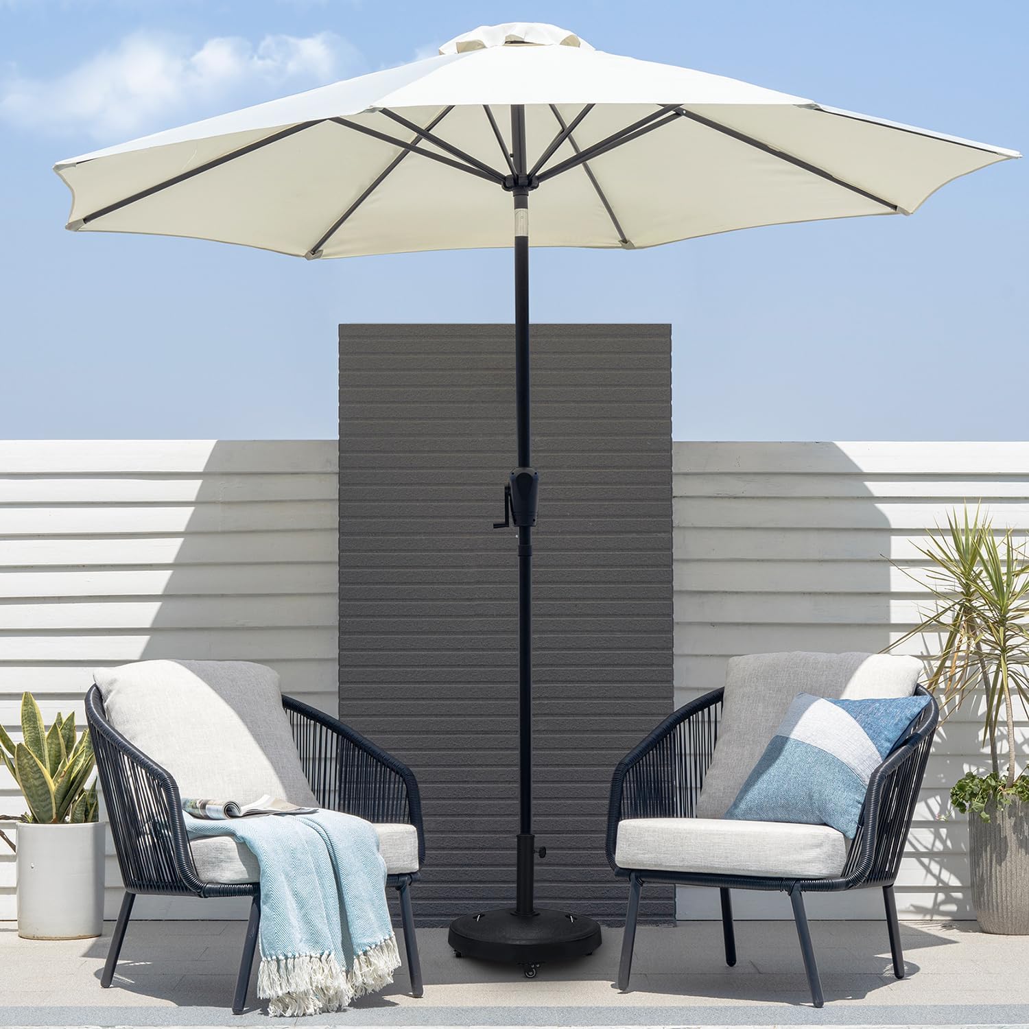 EROMMY 52LBS Umbrella Base, Umbrella Stand with Brakeable Wheels, Patio Umbrella Base Heavy Duty for Outdoor 1.5''~1.89'' Market Umbrella, Resin Umbrella Holder for Patio Deck Porch Poolside (Grey)