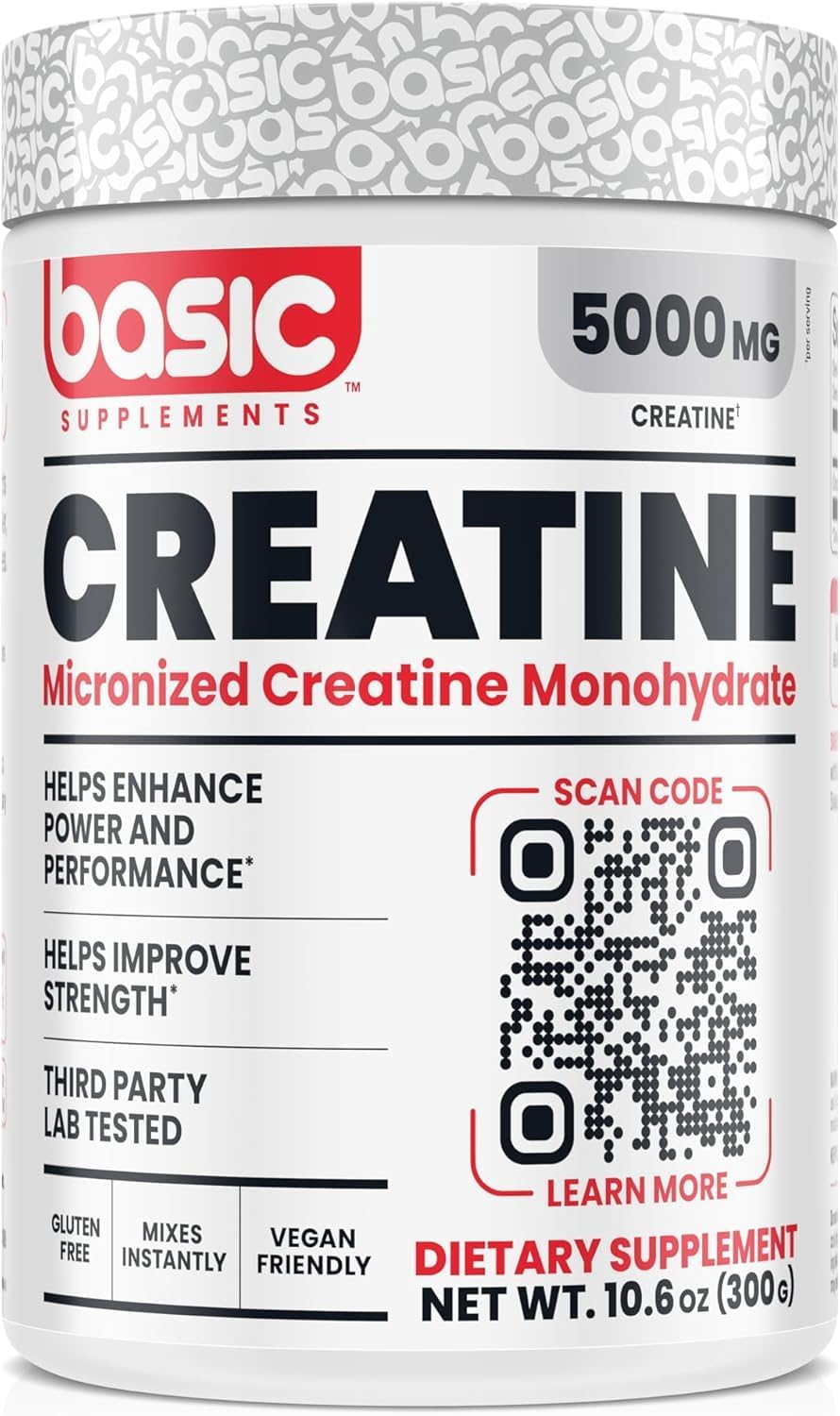 BASIC SUPPLEMENTS Micronized Creatine Monohydrate, 5000mg per Serving, Helps ...