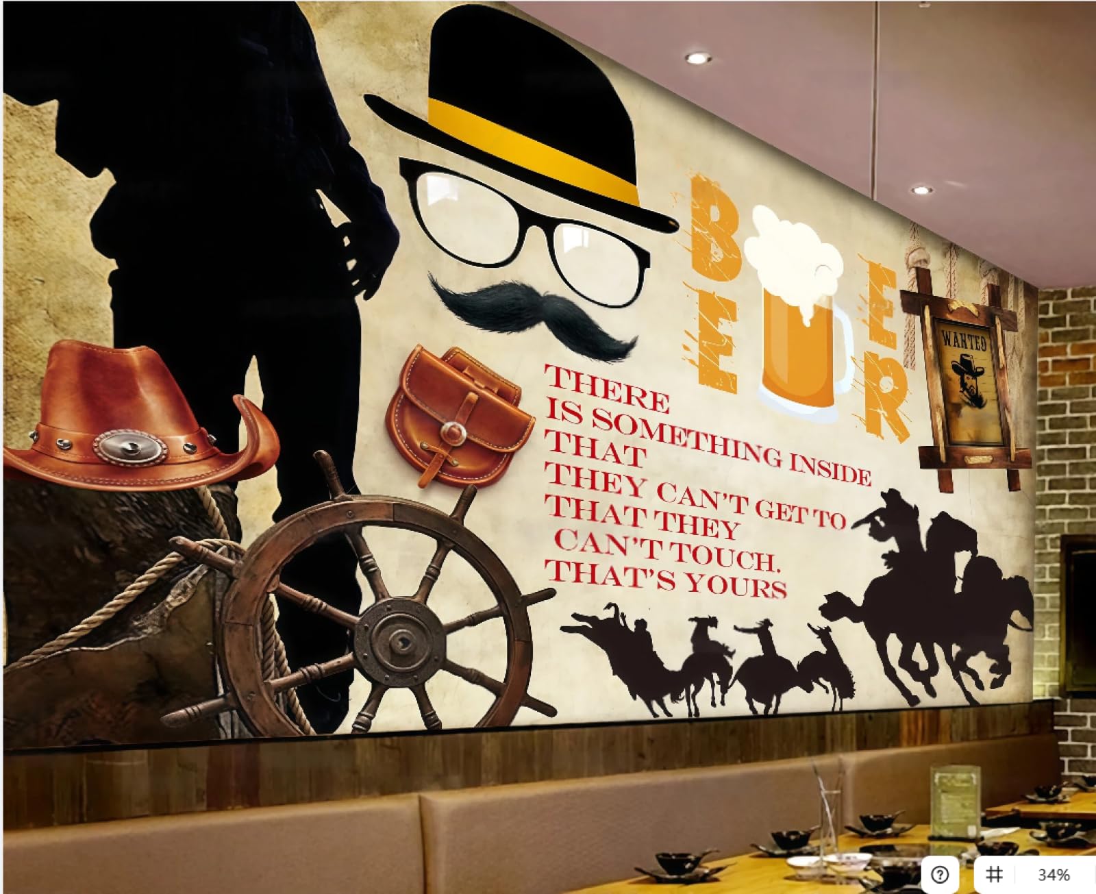 XDOUBAO Wallpaper Retro Nostalgic Wood Board Shading Character Silhouette Catering Afternoon Tea Western Restaurant Background Wall Wallpaper Coffee Shop Mural,3D,250x175cm