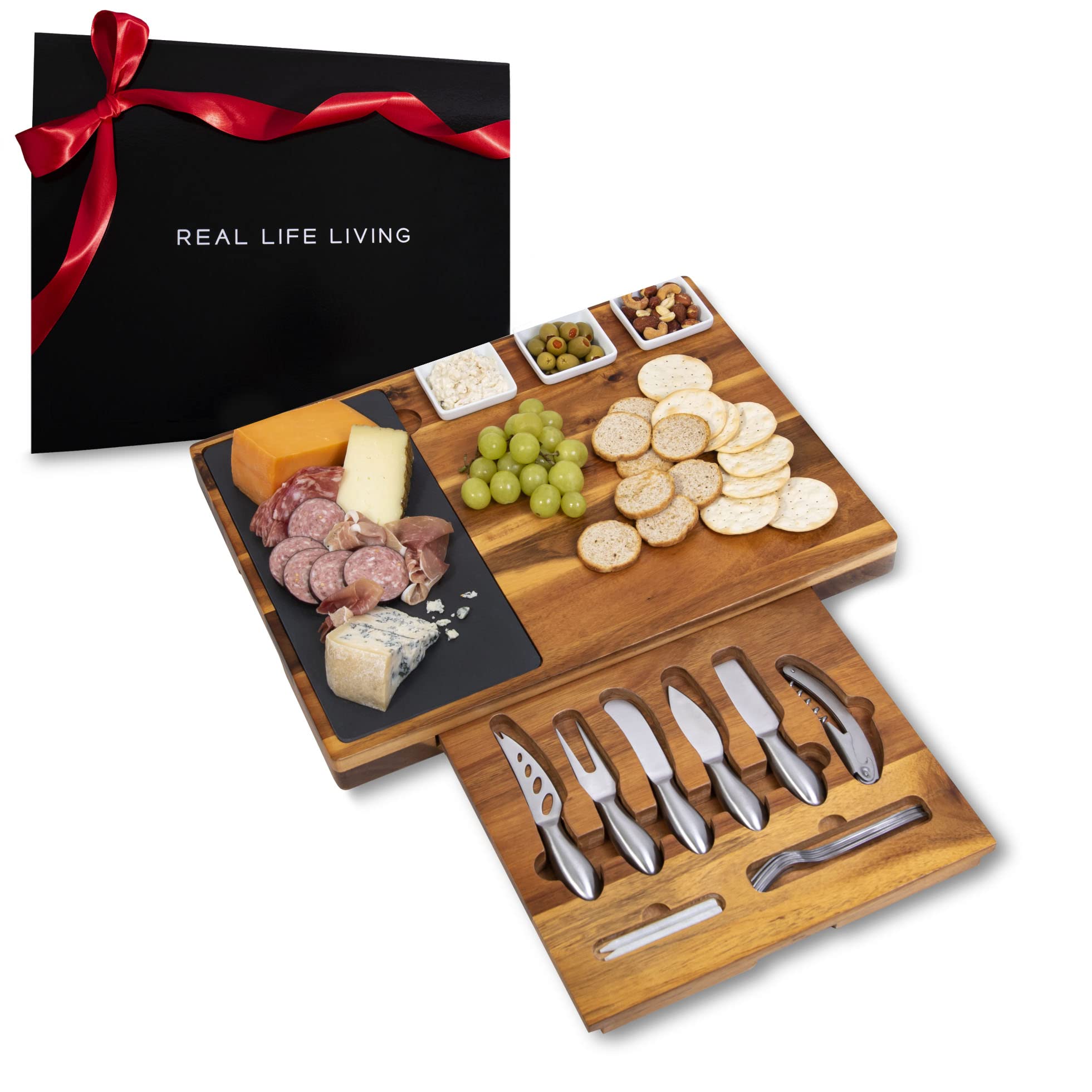 Buy Premium Large Charcuterie Board Gift Set. Acacia Wood Luxury Cheese