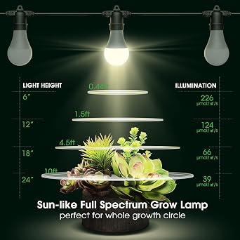 Briignite Grow Light Bulbs 2 Pack & 3 Hanging Grow Light