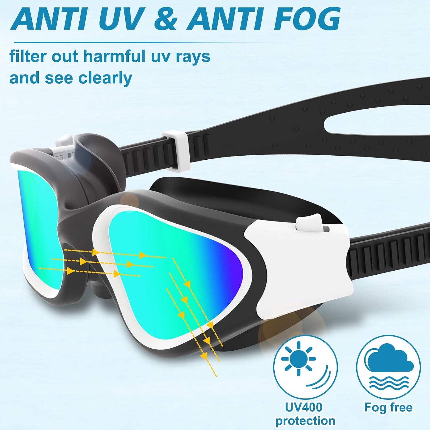 HotSrace Swimming Goggles Polarized/Non Polarized Anti Fog Anti UV No Leakage,Swim Goggles Soft Silicone Clear Vision Easy to Adjust for Adult Men Women Teenager - Image 4