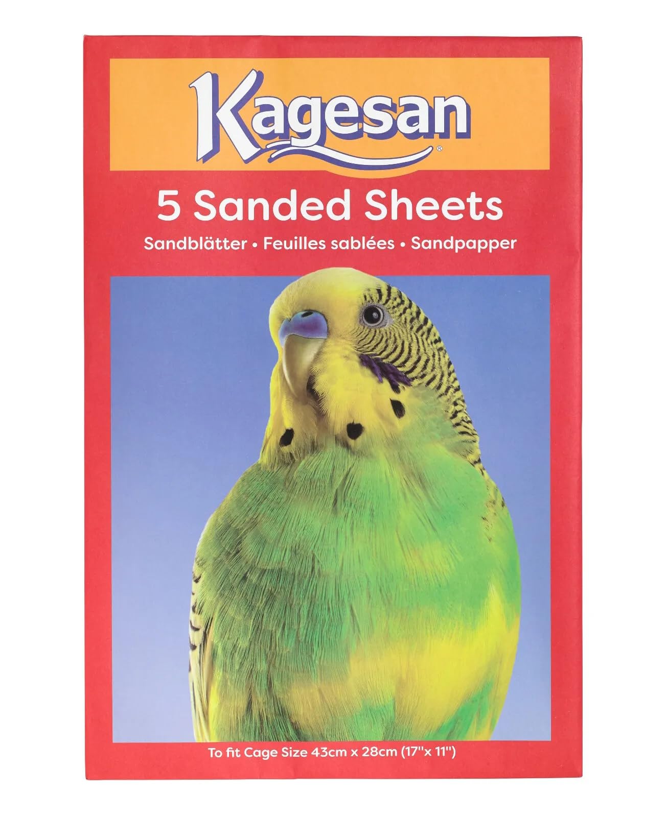 Kagesan Lot de 3 feuilles de papier de sable pour cage à oiseaux Rouge 43 x 28 cm