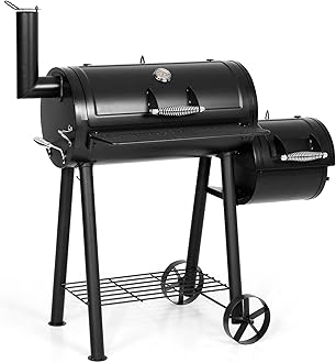- MFSTUDIO Heavy Duty Charcoal Wood Offset Outdoor Smoker Grill, Charcoal Grill with Smoker Combo for BBQ Grilling, 512 SQ.IN.