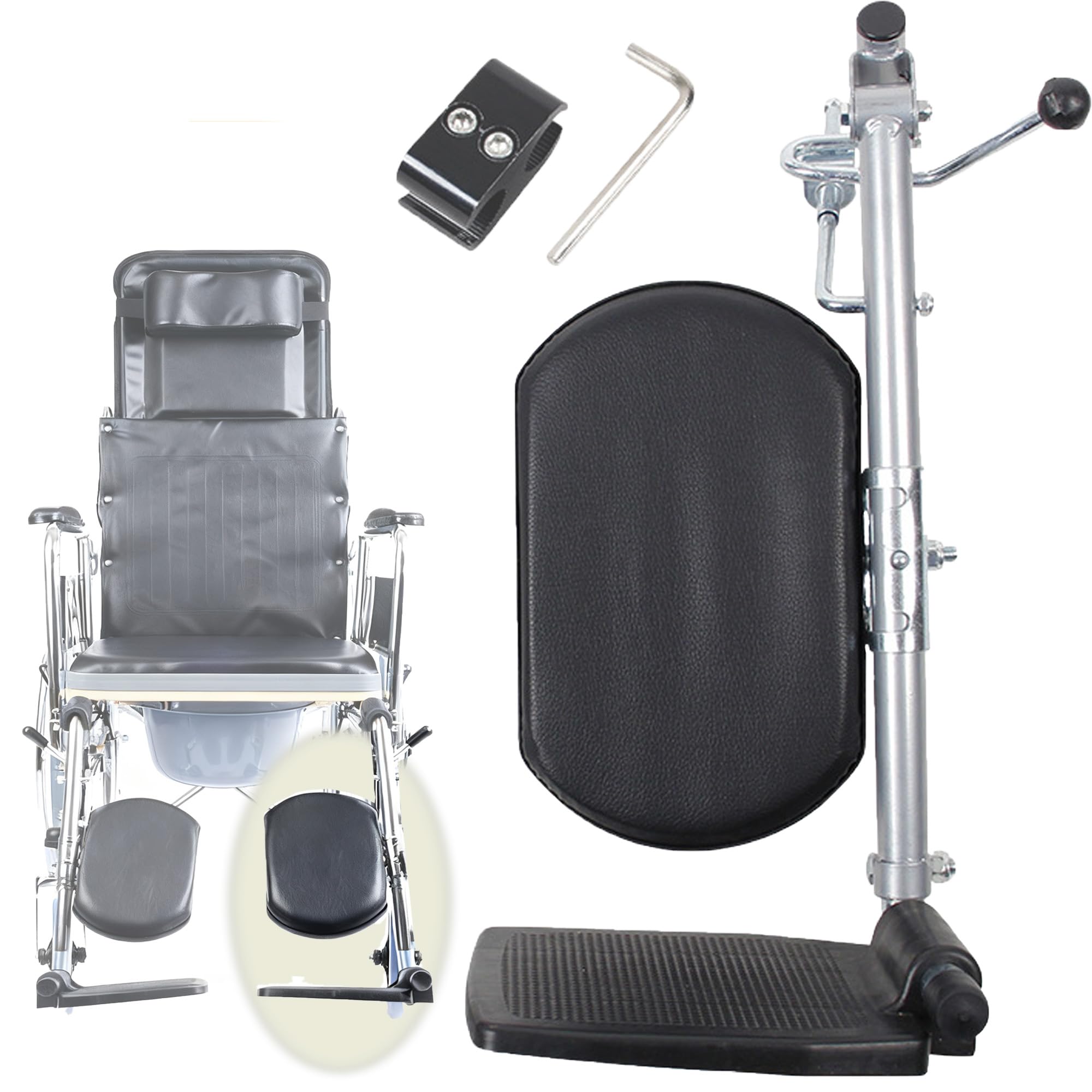 ReposapiéS Elevables Universales para Silla Ruedas, Reposapiernas Elevadores para Silla De Ruedas, Reposapiés para elevar las piernas, Ángulo Ajustable/90°-180°, con Acolchados, Left