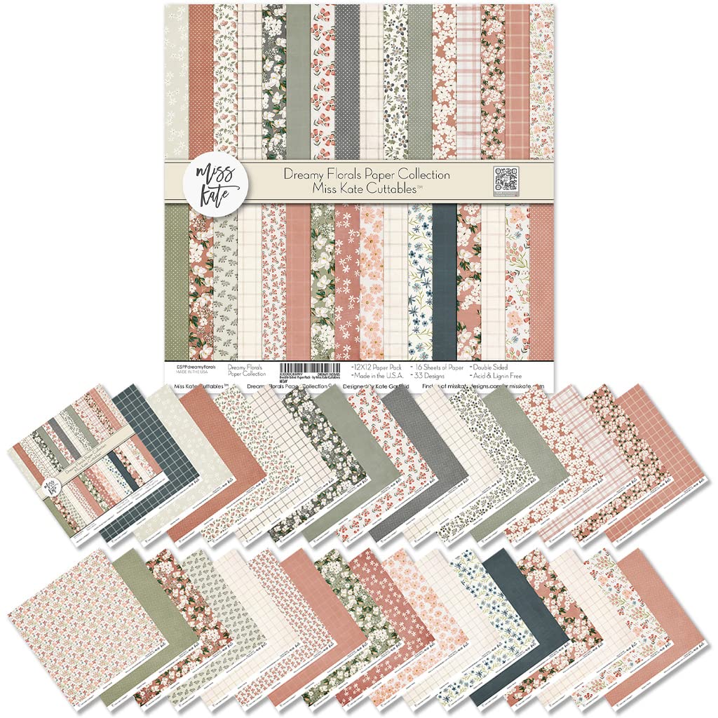 - Pattern Paper Pack - Dreamy Florals - like Watercolor 16 Double-Sided 12"x12" Collection Includes 33 Patterns - Scrapbooking Card Making Crafting - by Miss Kate Cuttables…
